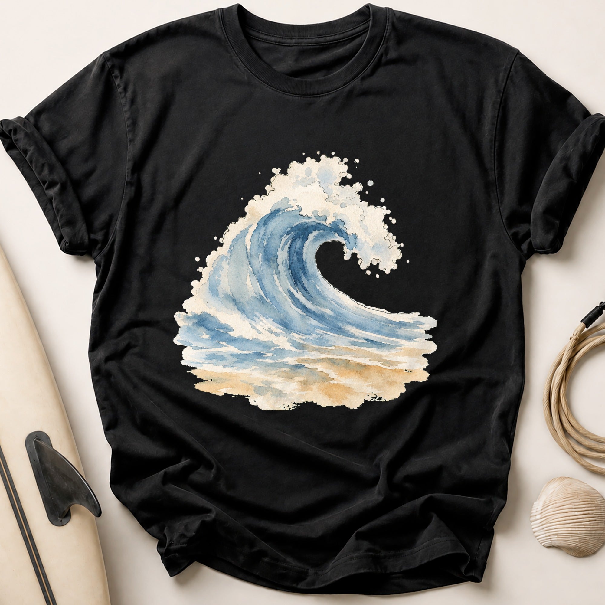 Watercolour Lone Wave Tee - Black