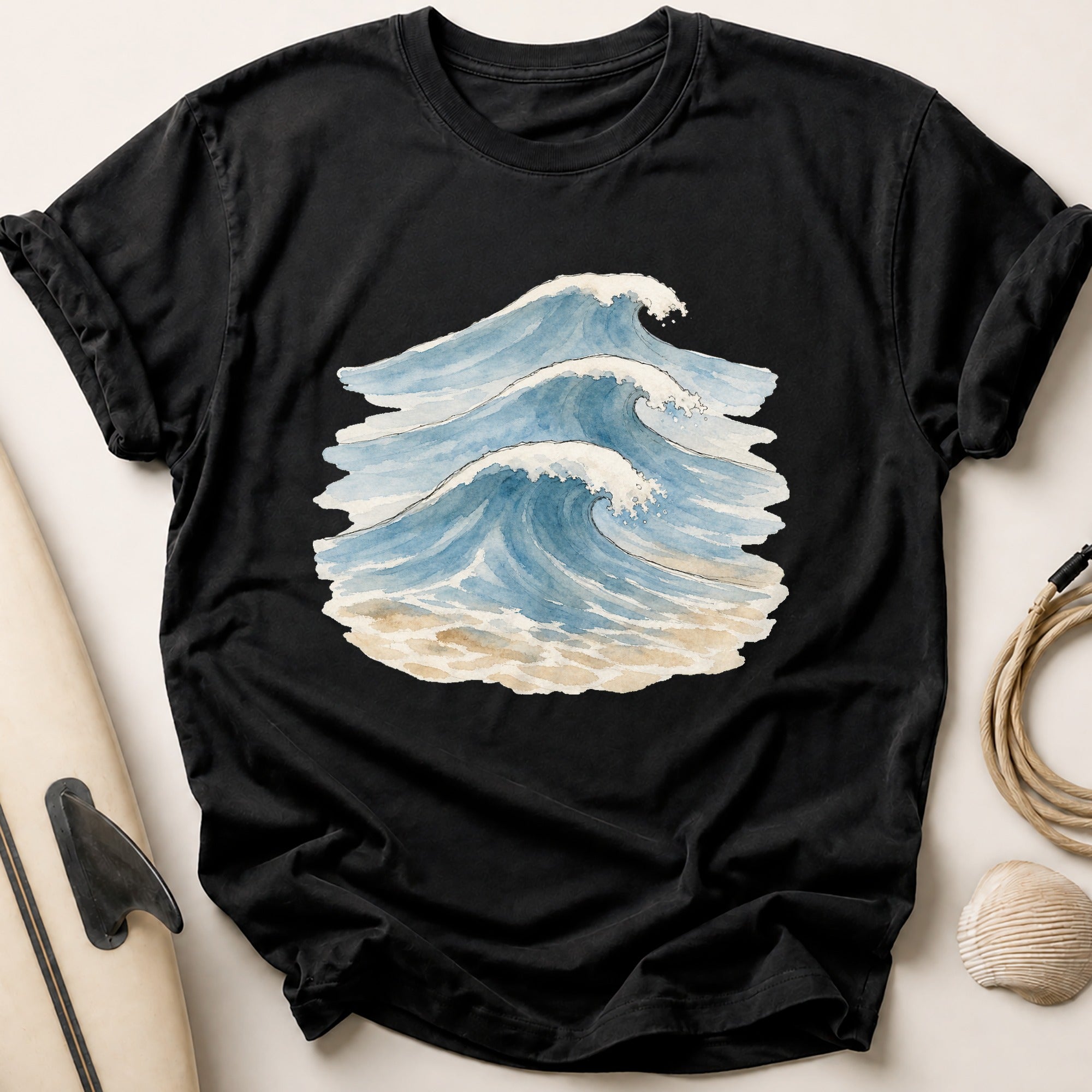 Watercolour Rolling Swell Tee - Black