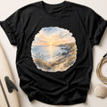 Watercolour Sunset Sea Tee - Black
