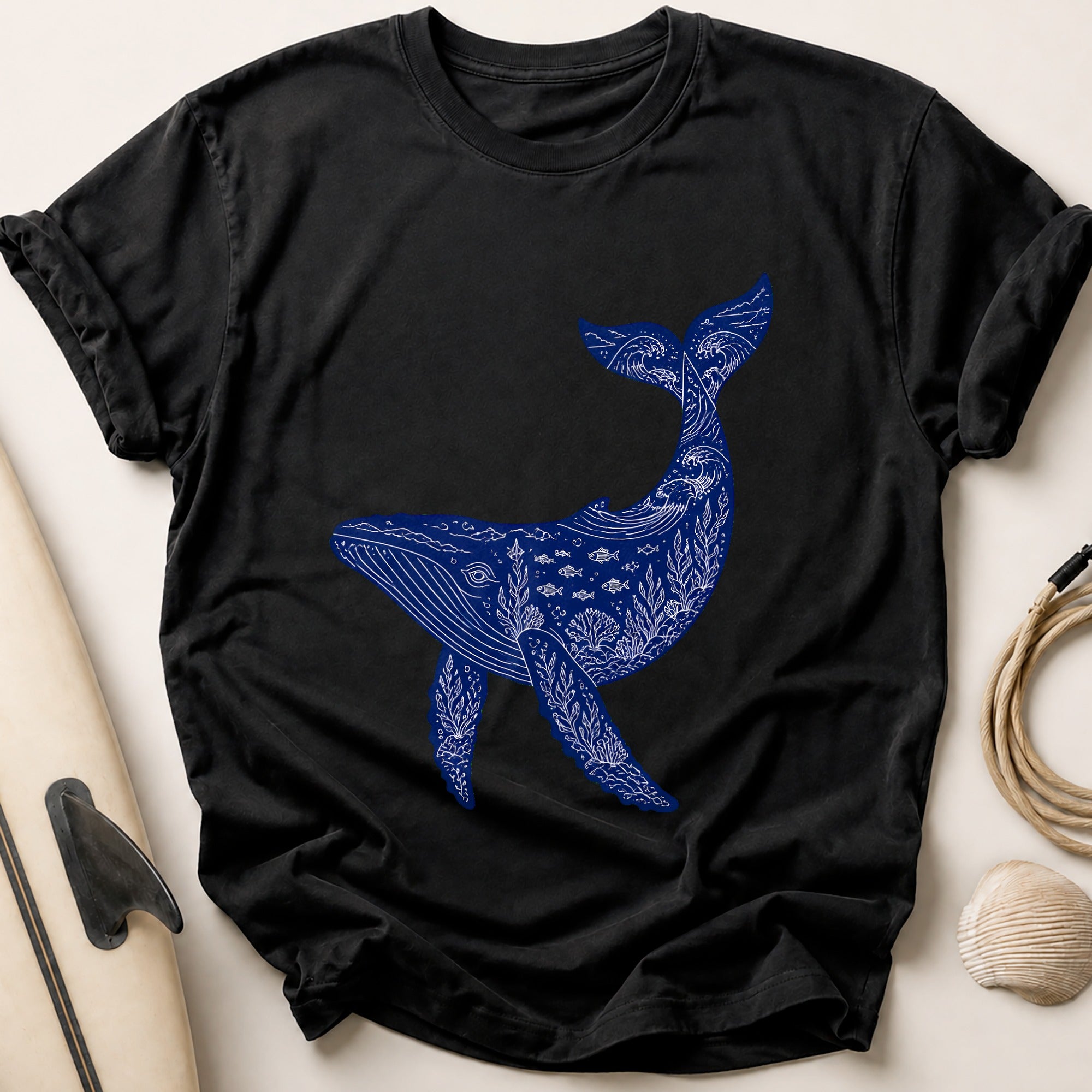 Whale Ocean Marine Animals Tee - Black
