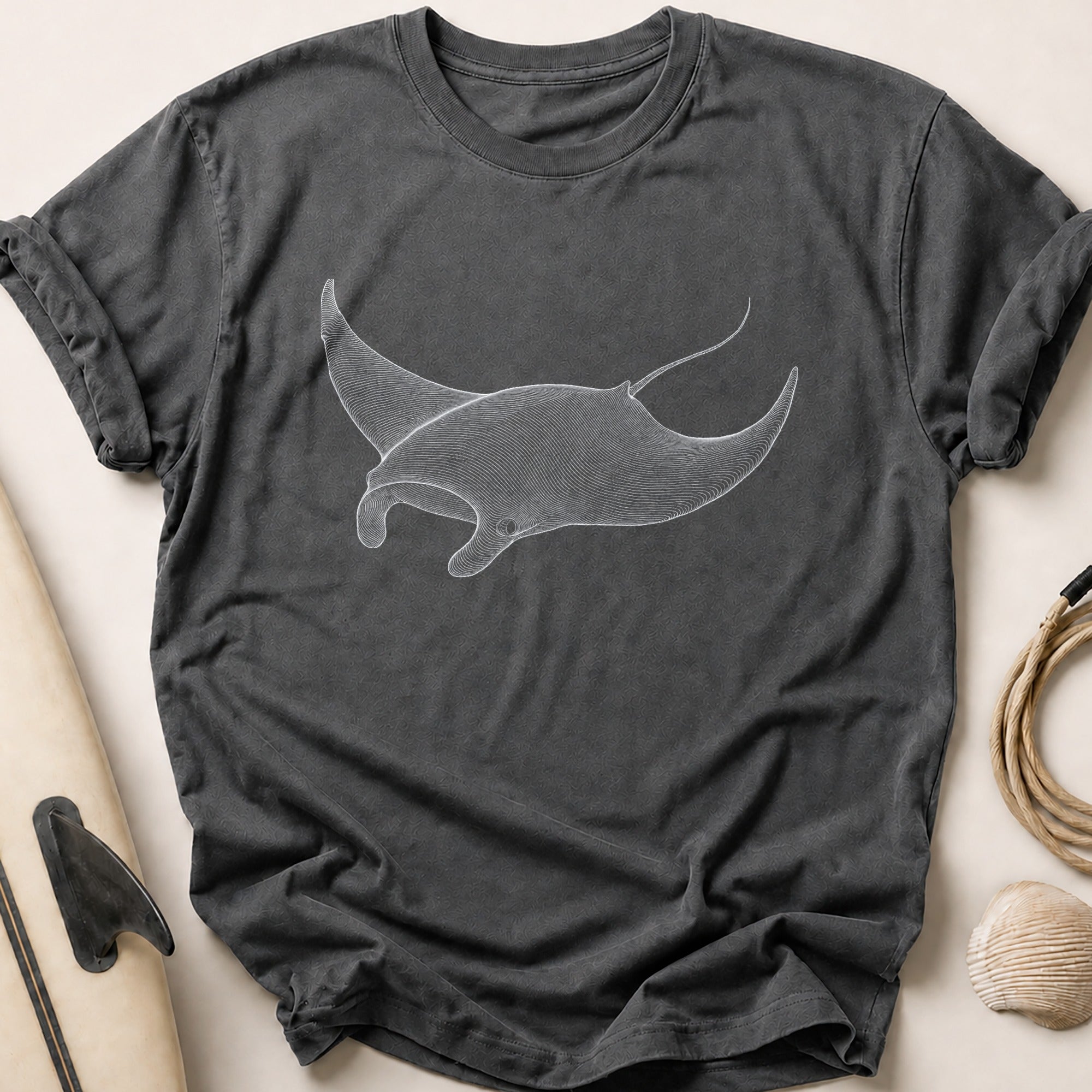 Manta Ray Gliding Tee - Charcoal
