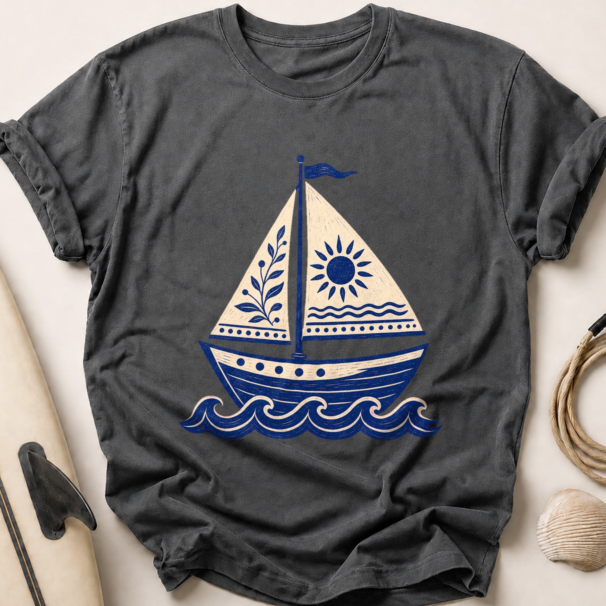 Sailboat Tee - Charcoal