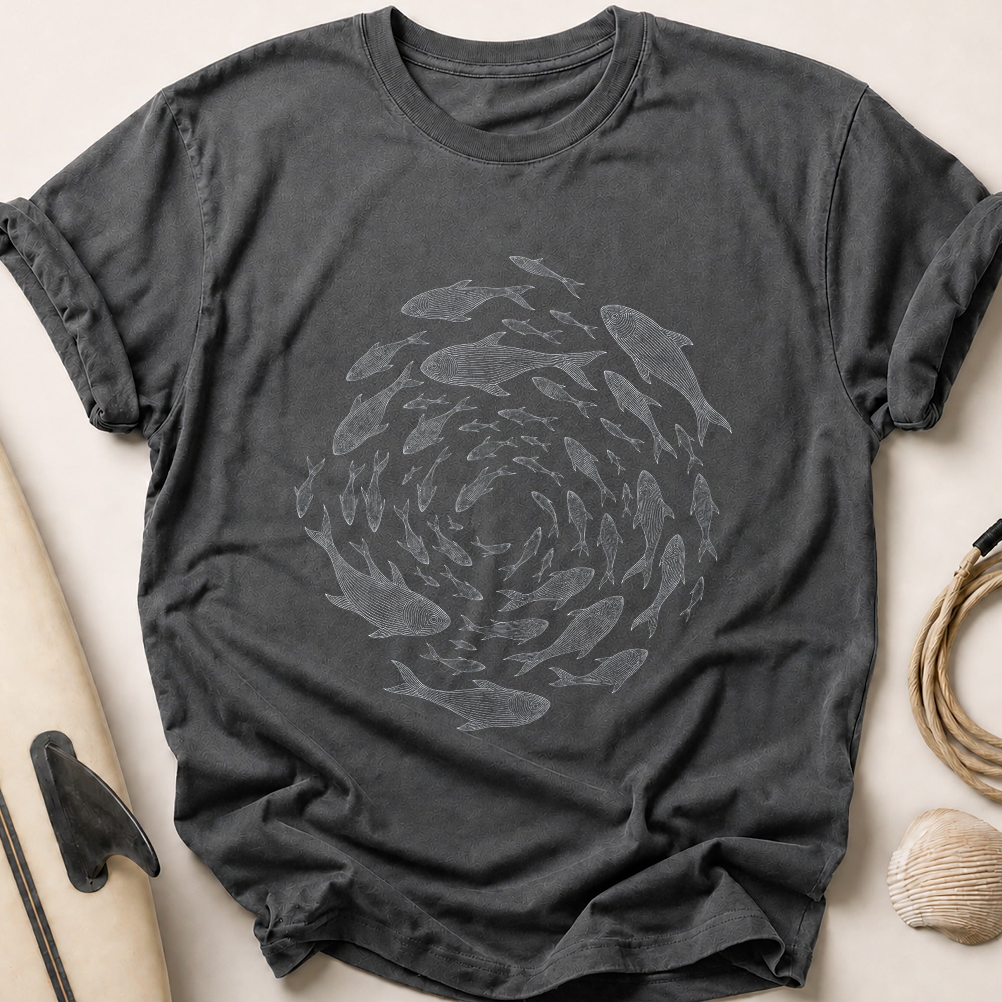School Of Fish Swirling Tee - Charcoal