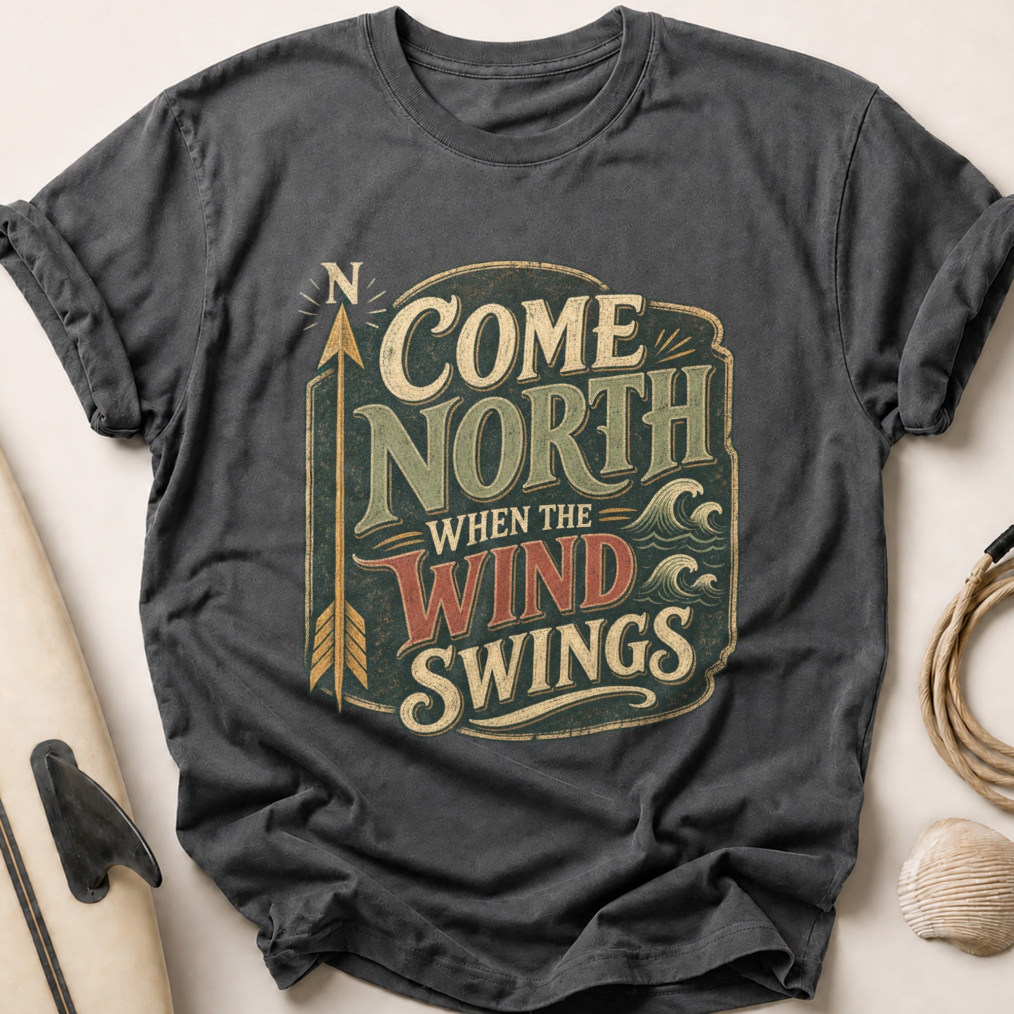 Come North When the Wind Swings Tee - Charcoal