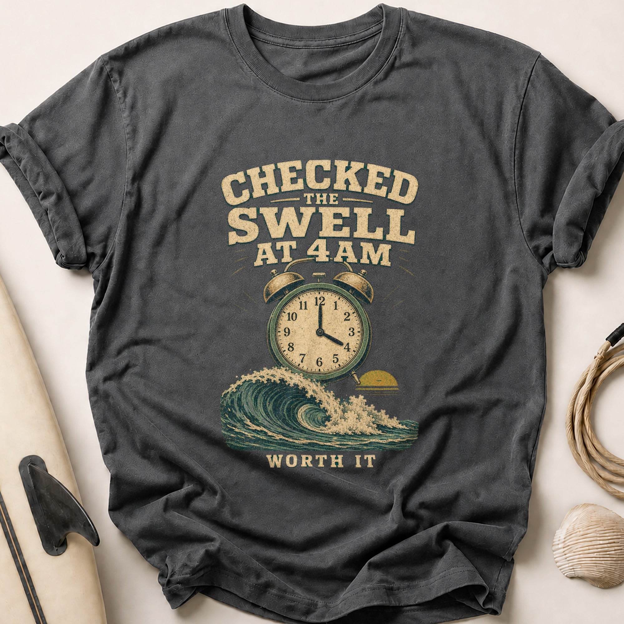 Checked the Swell at 4am Tee - Charcoal