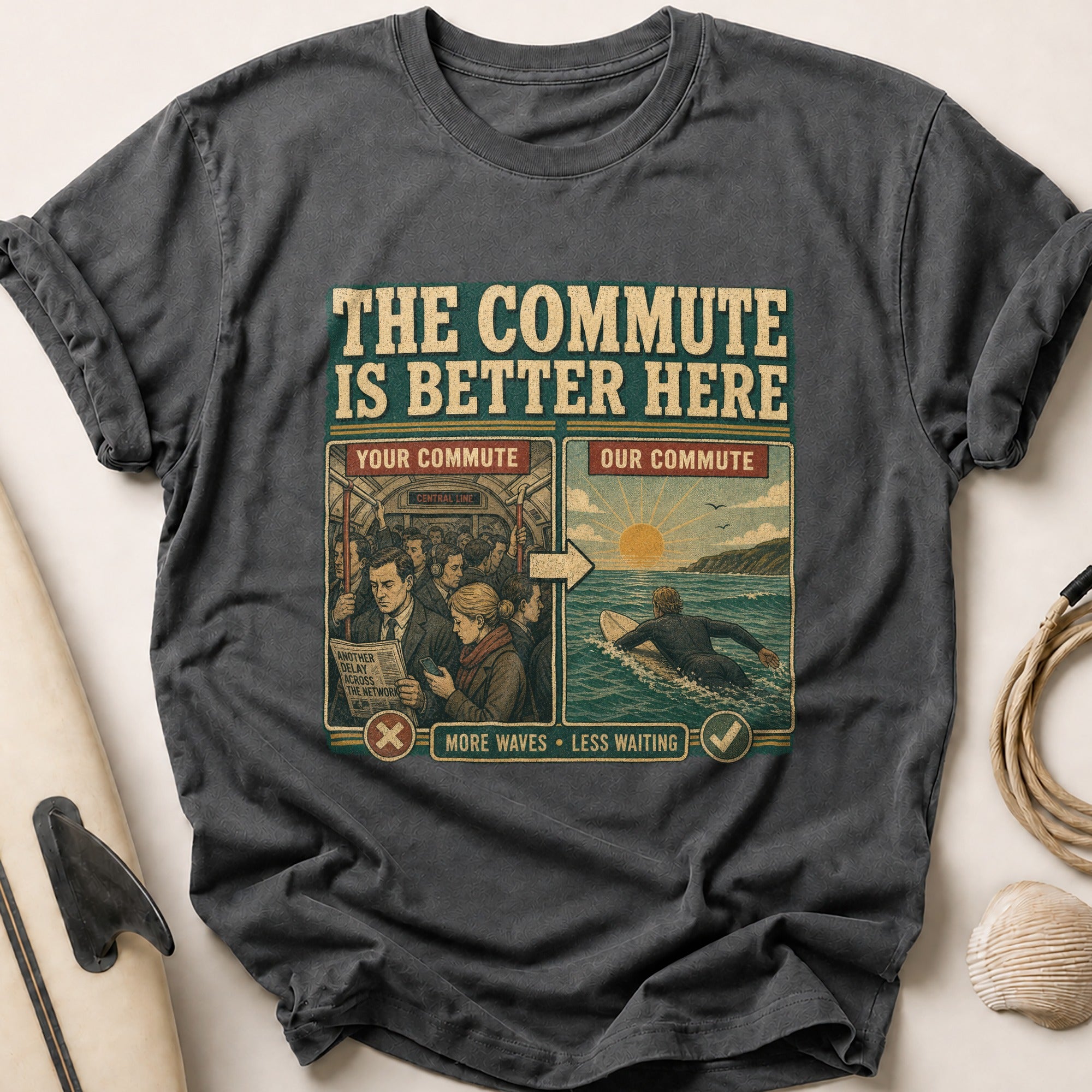 The Commute is Better Here Tee - Charcoal