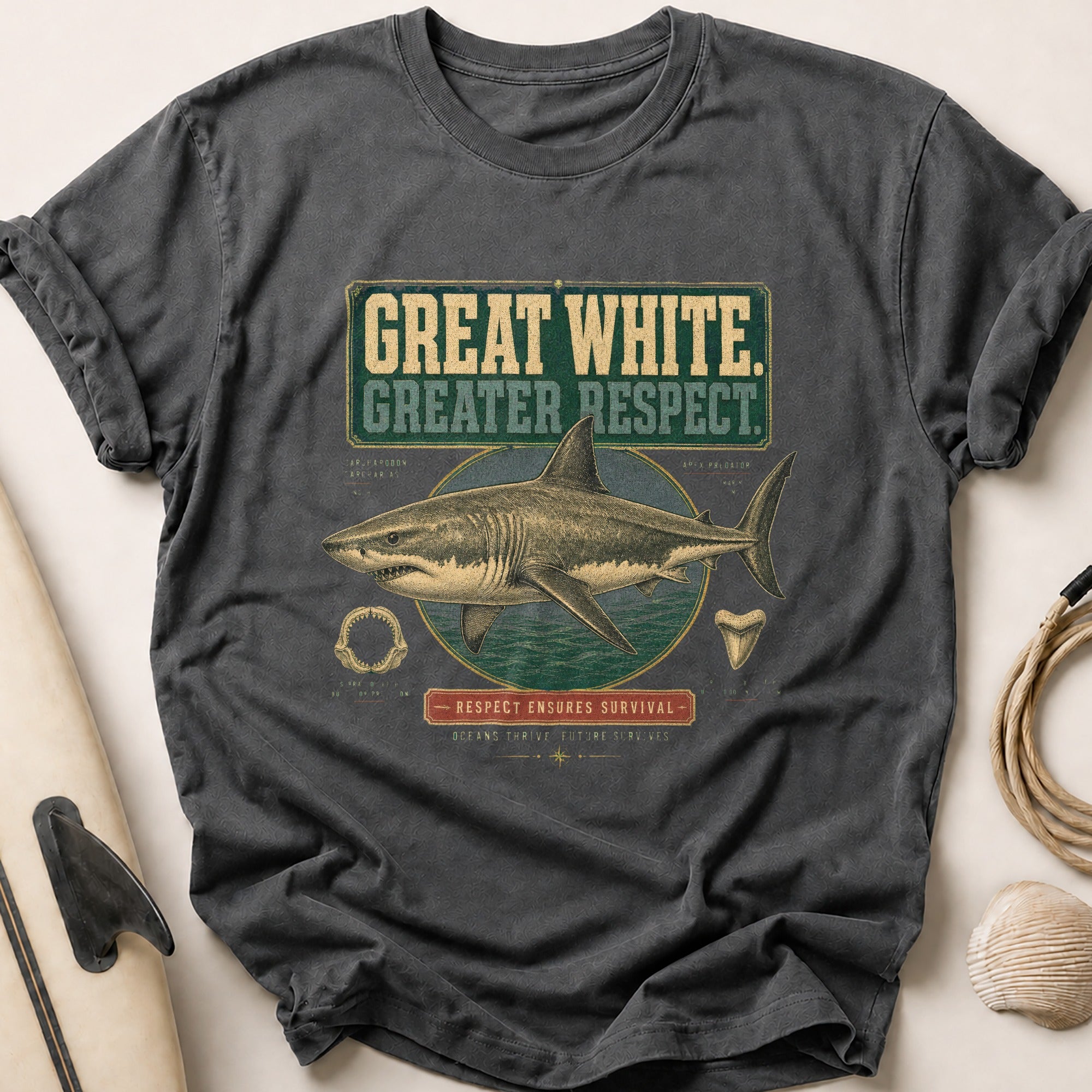 Great White. Greater Respect Tee - Charcoal