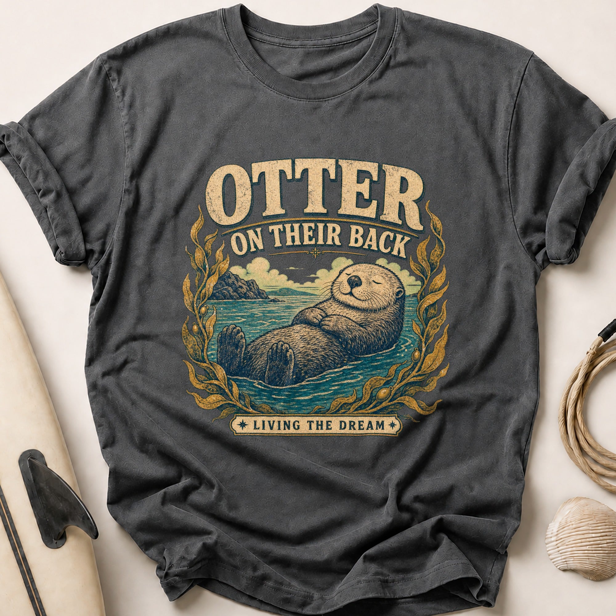 Otter on Their Back Tee - Charcoal