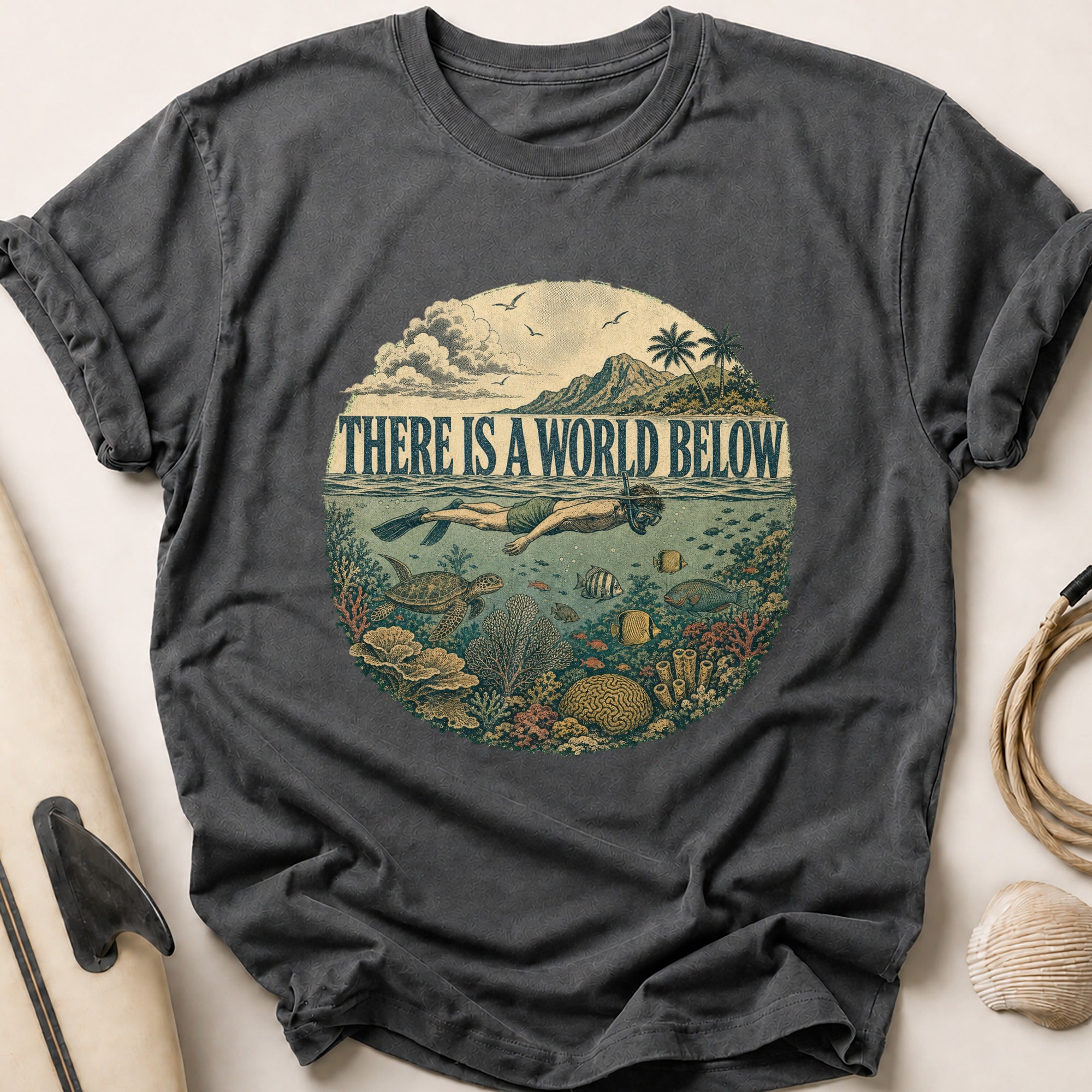 There is a World Below Tee - Charcoal