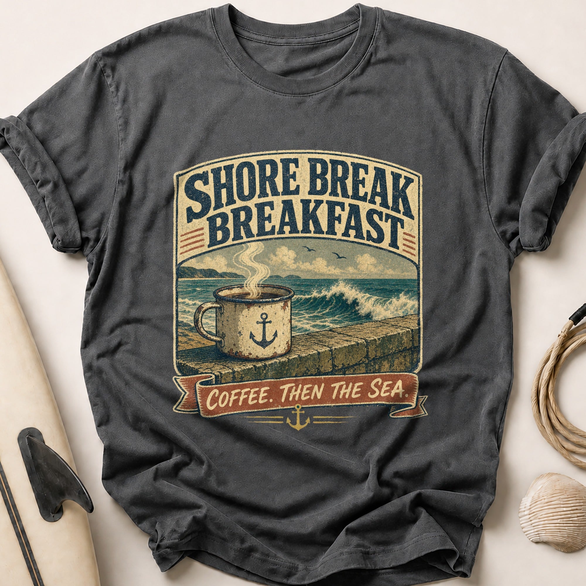 Shore Break Breakfast Tee - Charcoal