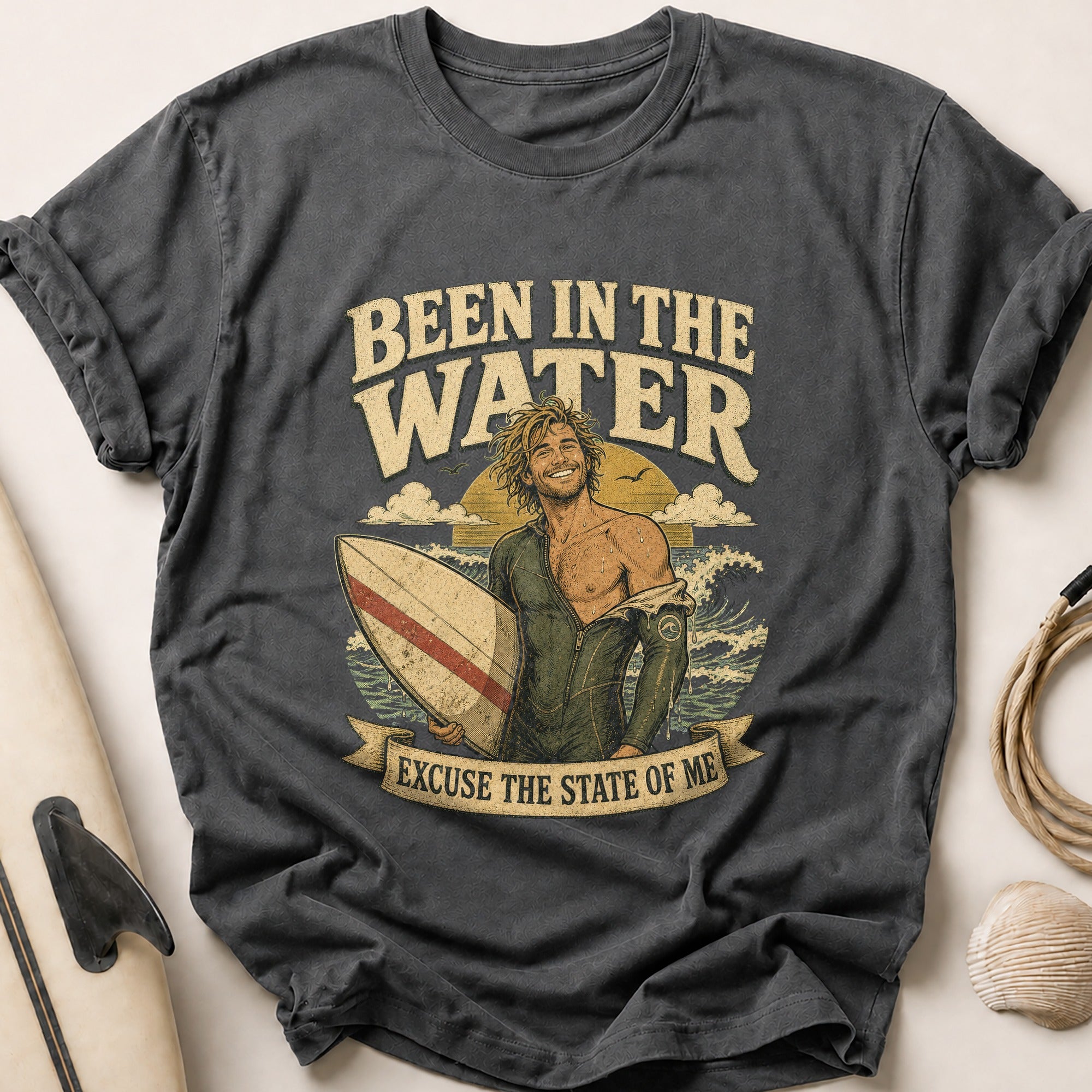 Been In The Water Tee - Charcoal