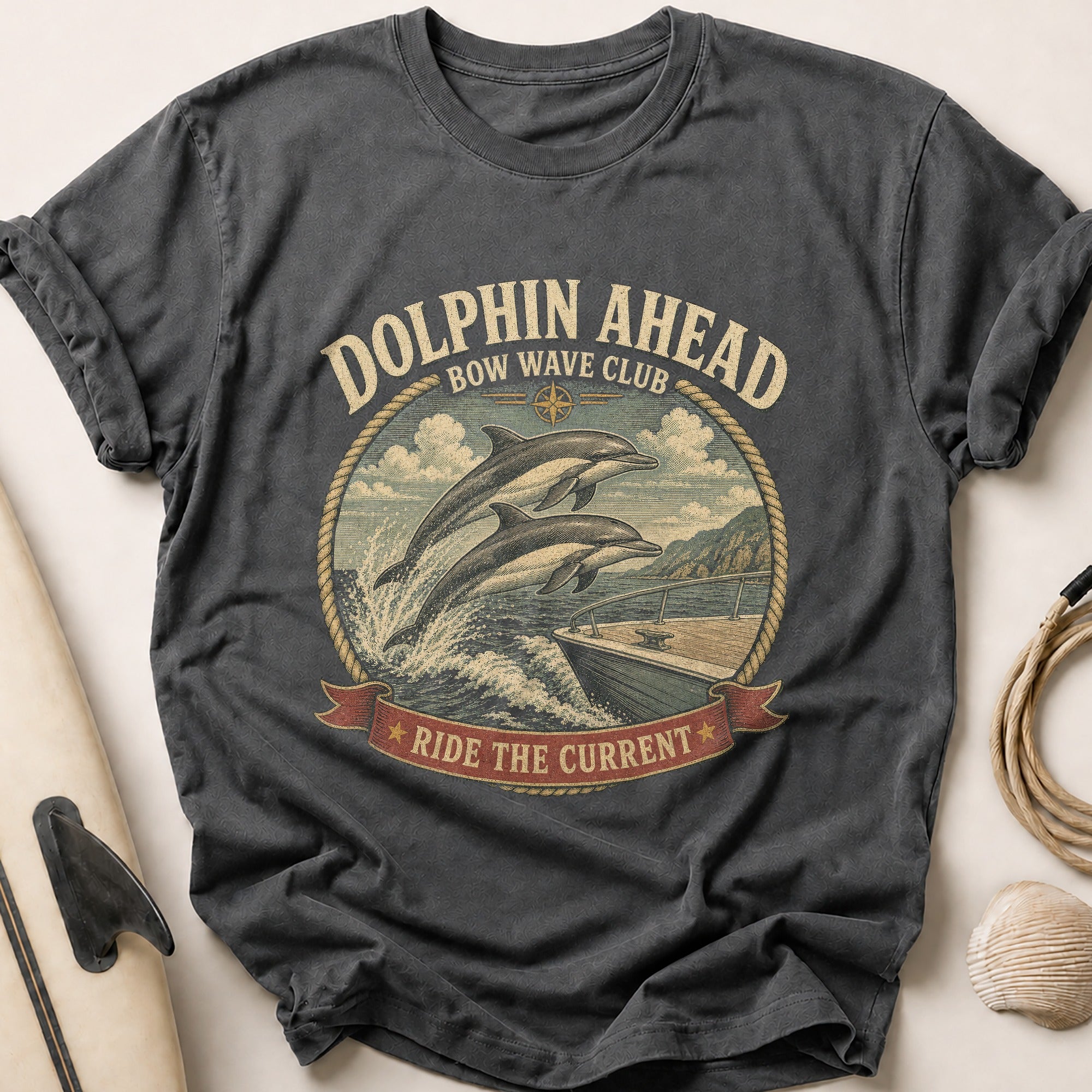 Dolphin Ahead Tee - Charcoal