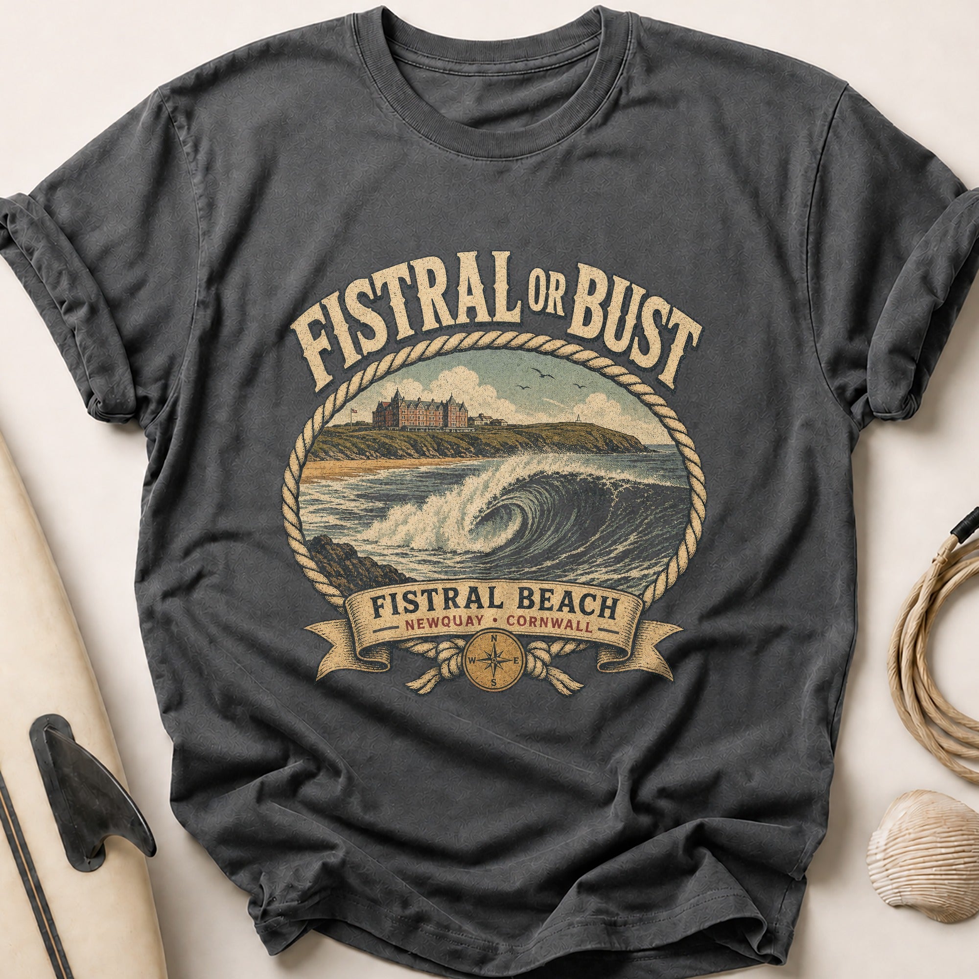 Fistral Or Bust Tee - Charcoal