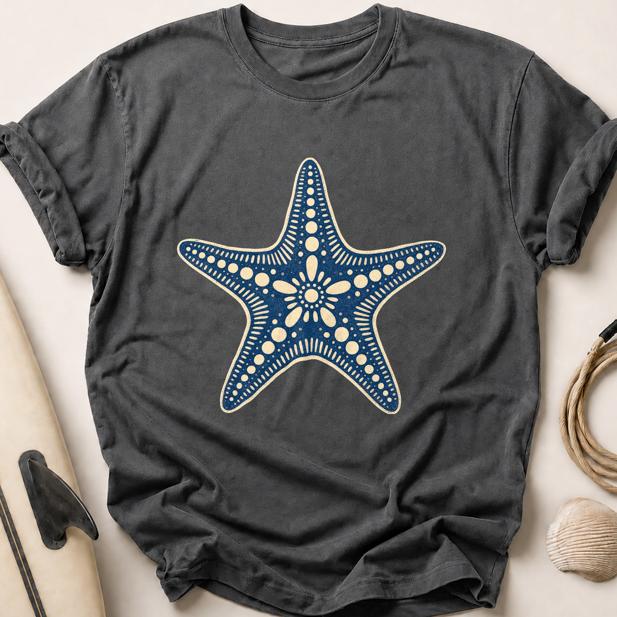 Folk Starfish Tee - Charcoal
