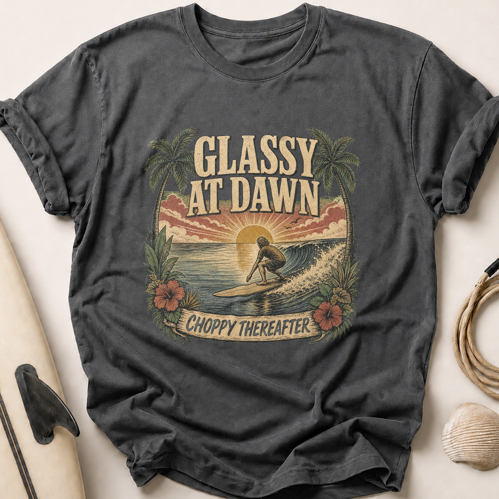 Glassy At Dawn Tee - Charcoal