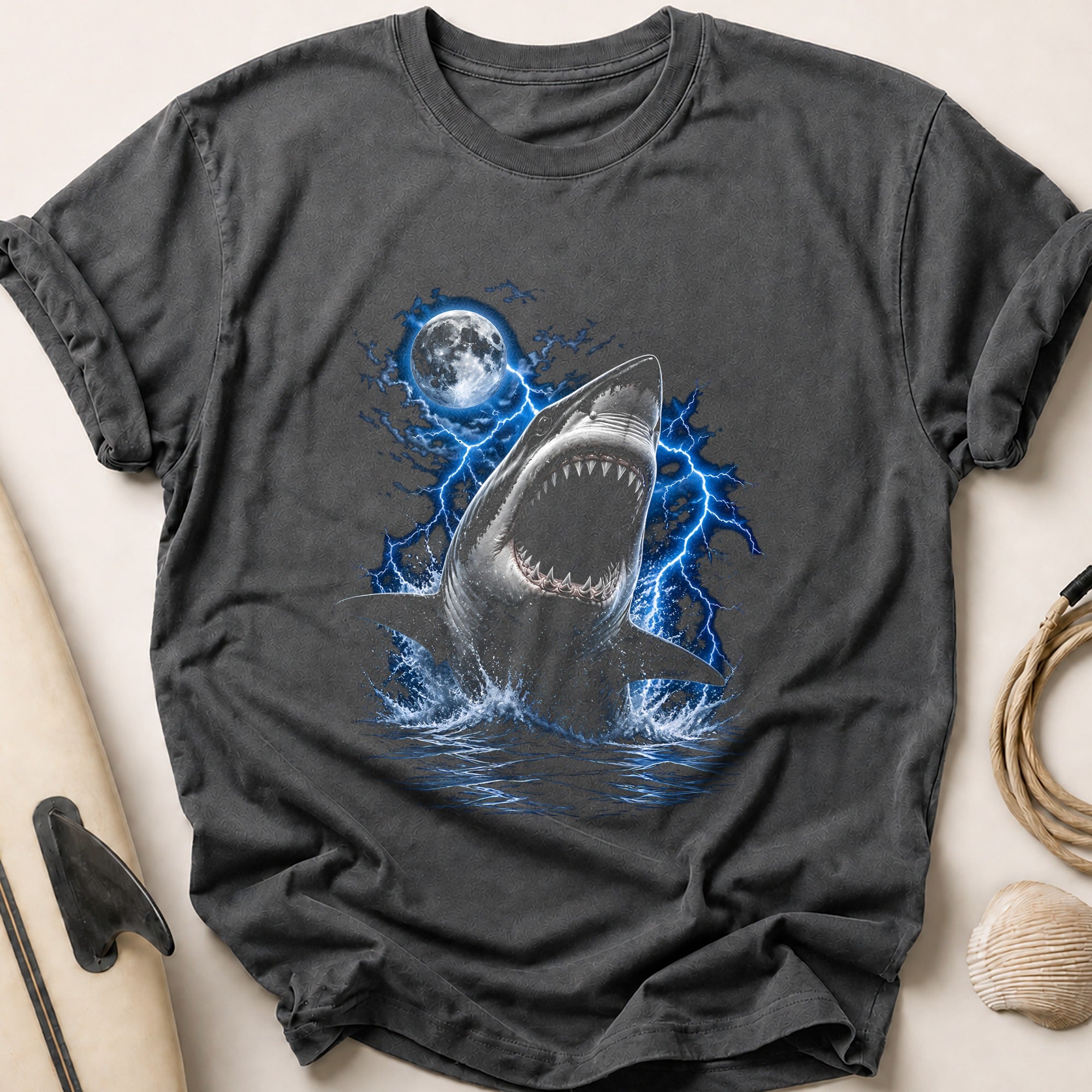 Great White Storm Blue Tee - Charcoal