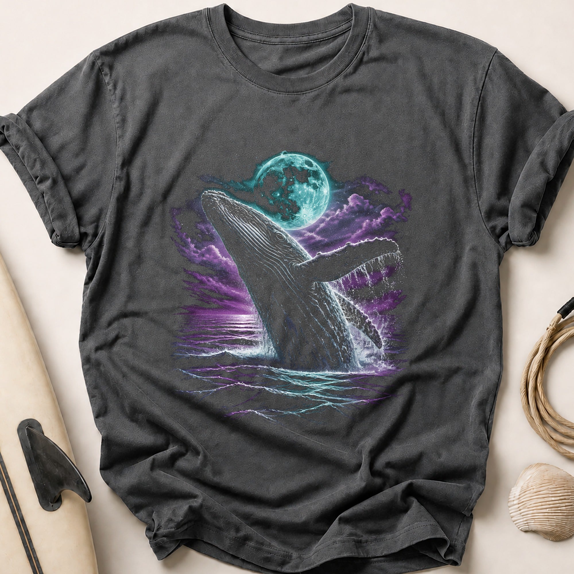 Humpback Purple Ocean Tee - Charcoal