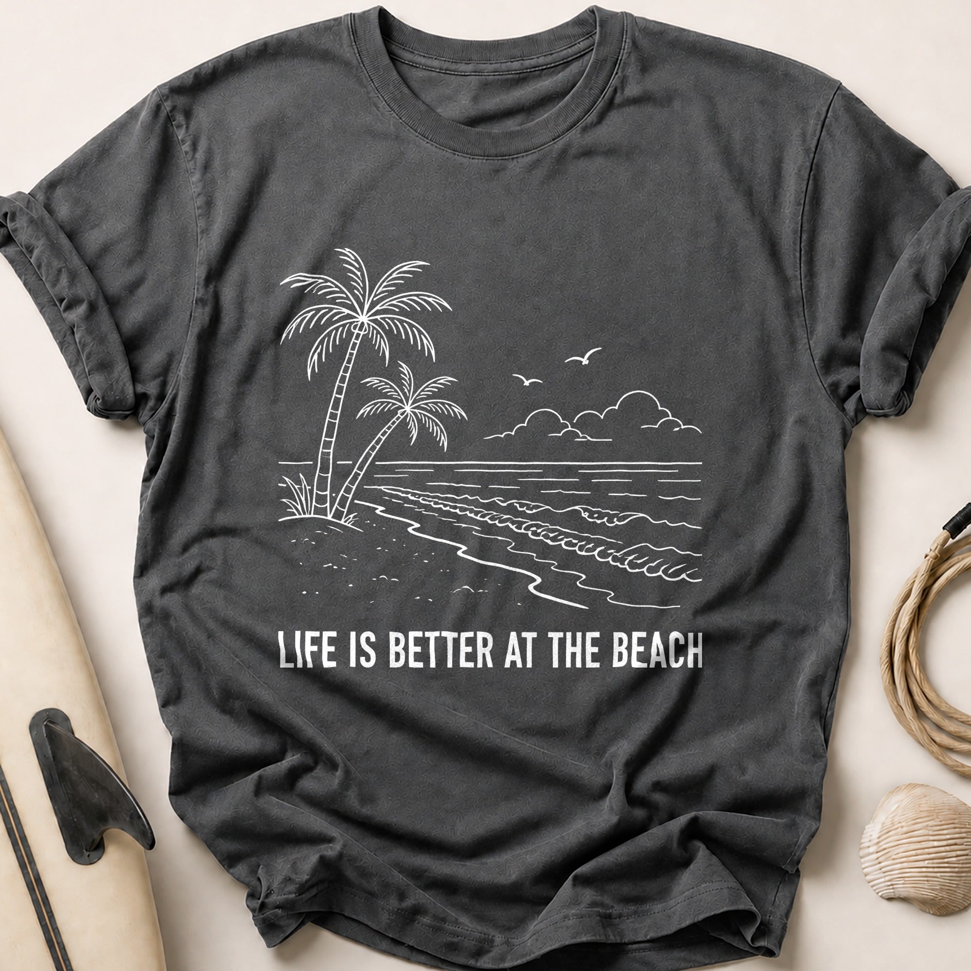 Life Is Better At The Beach Tee - Charcoal