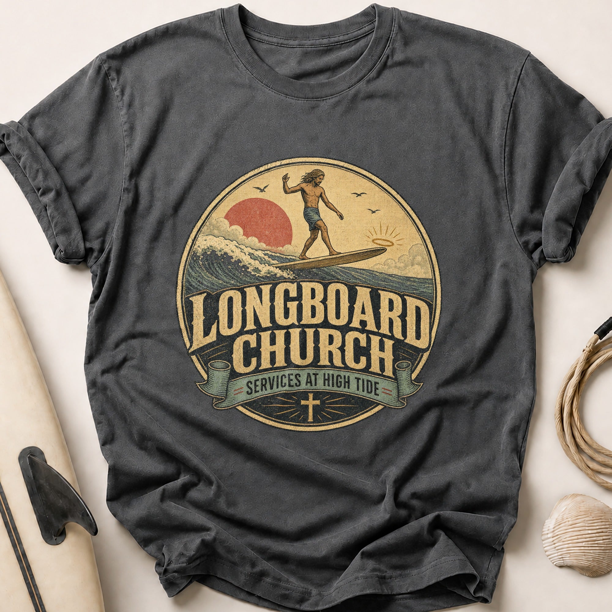 Longboard Church Tee - Charcoal