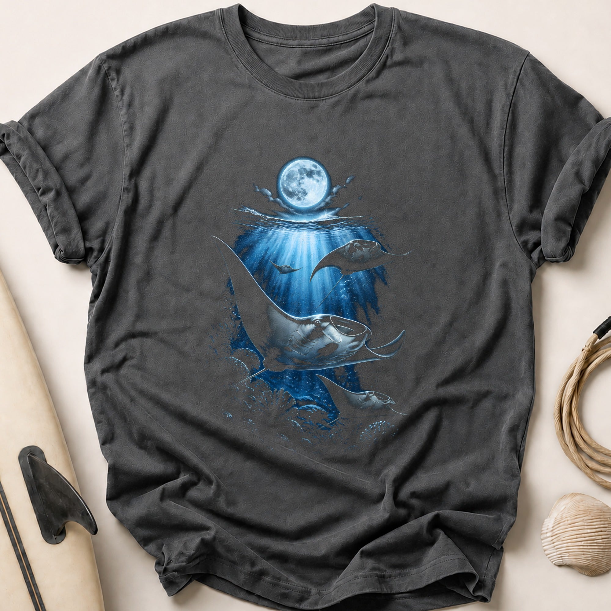 Manta Rays Blue Ice Tee - Charcoal