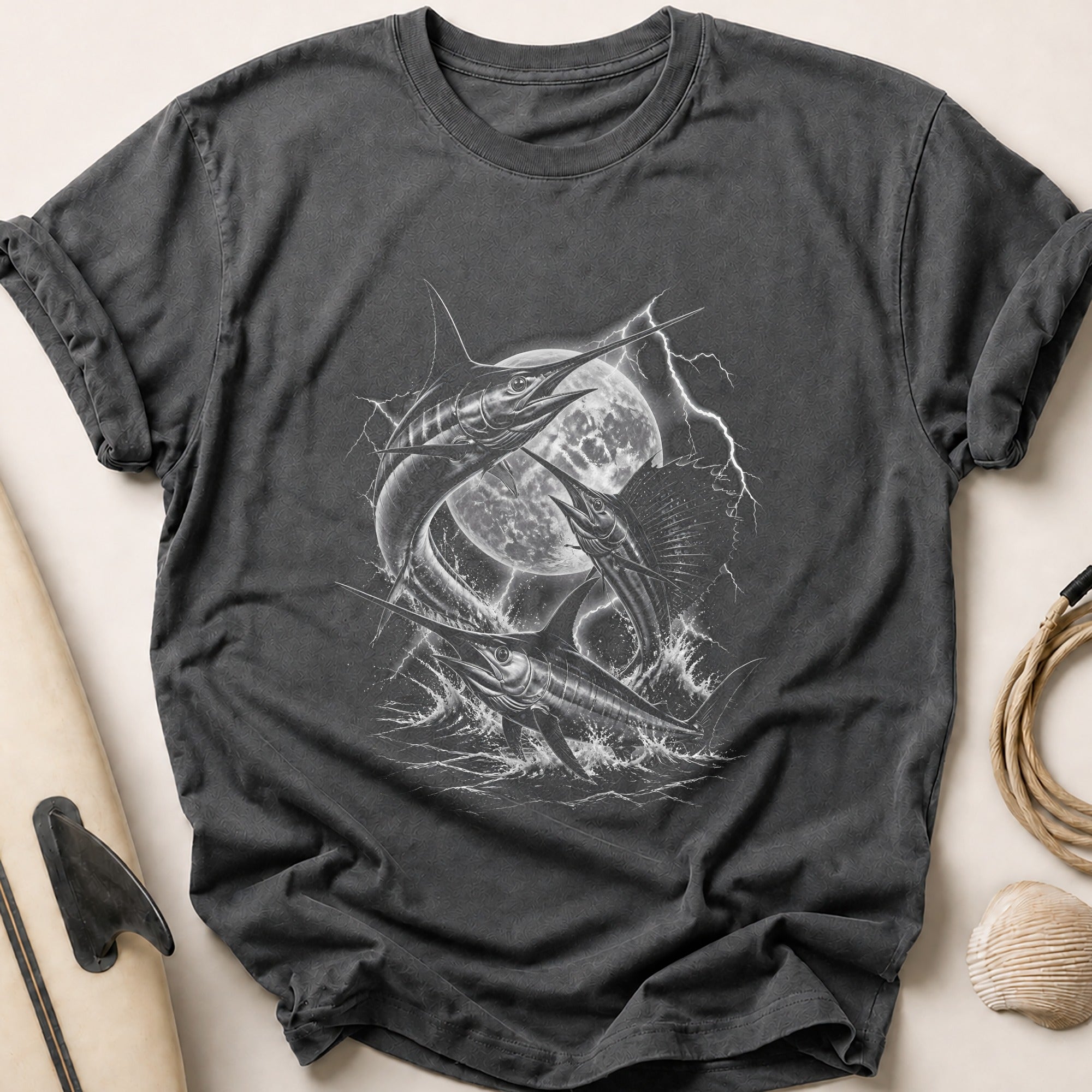 Marlin Trio Moon Tee - Charcoal