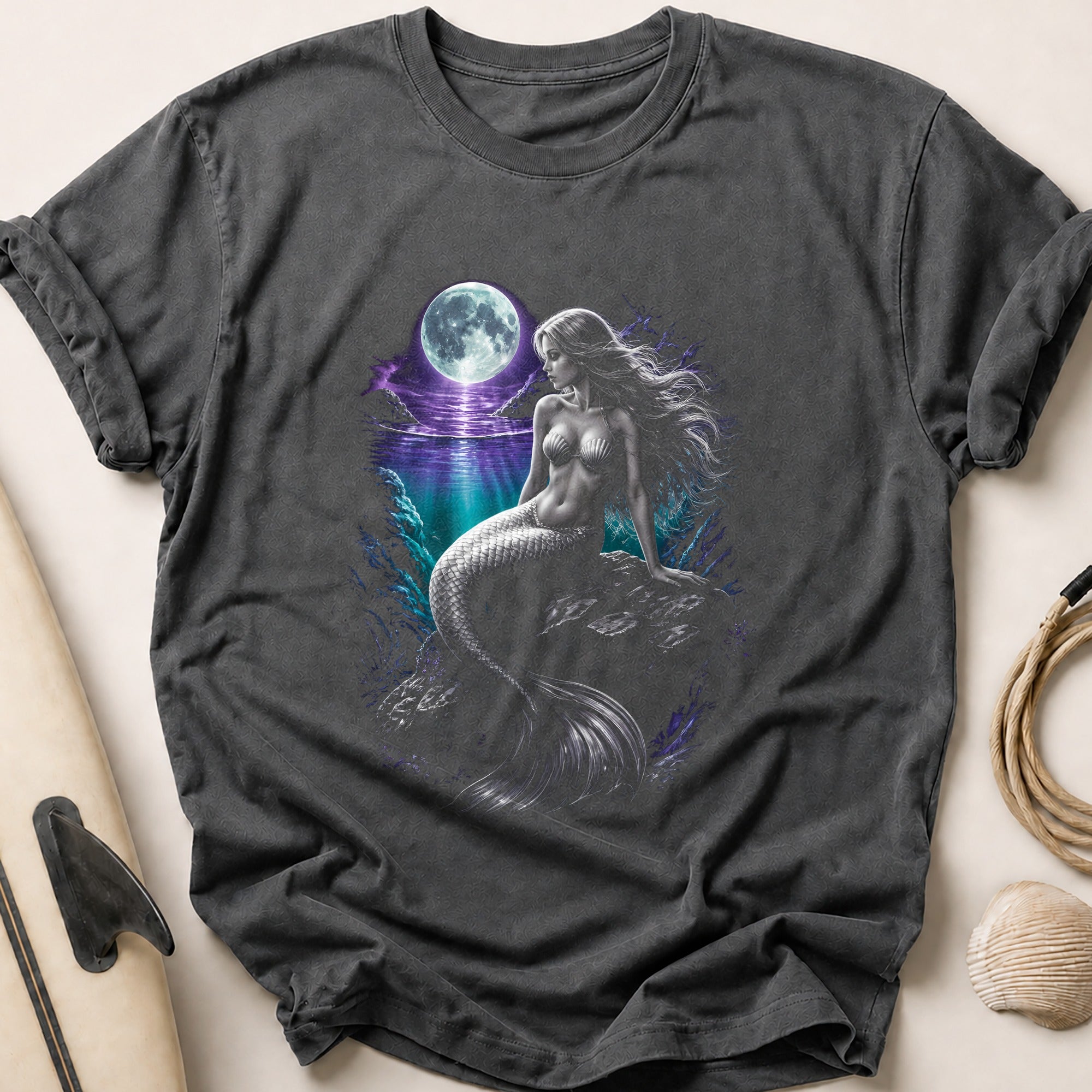 Mermaid Purple Deep Tee - Charcoal