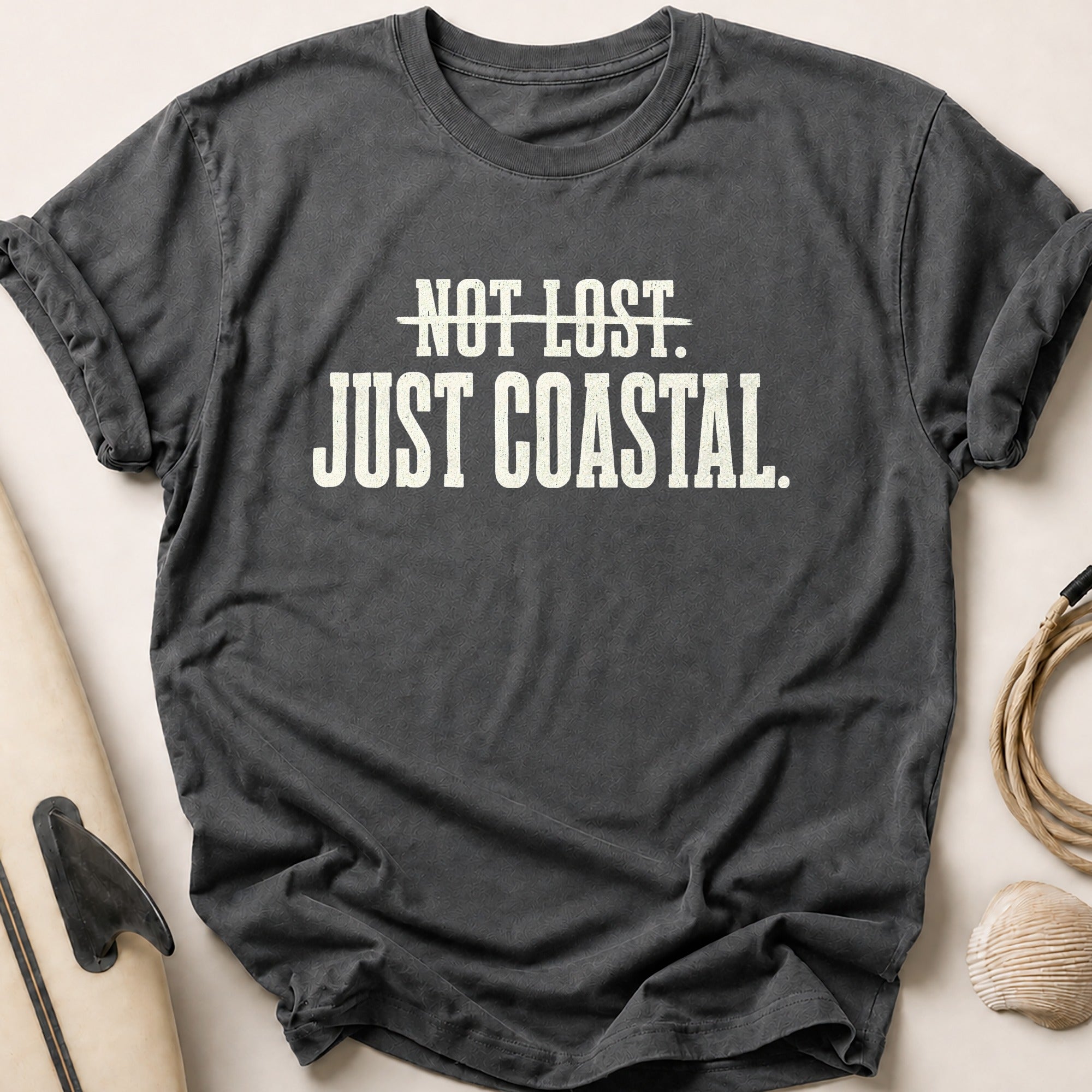 Not Lost Just Coastal Tee - Charcoal
