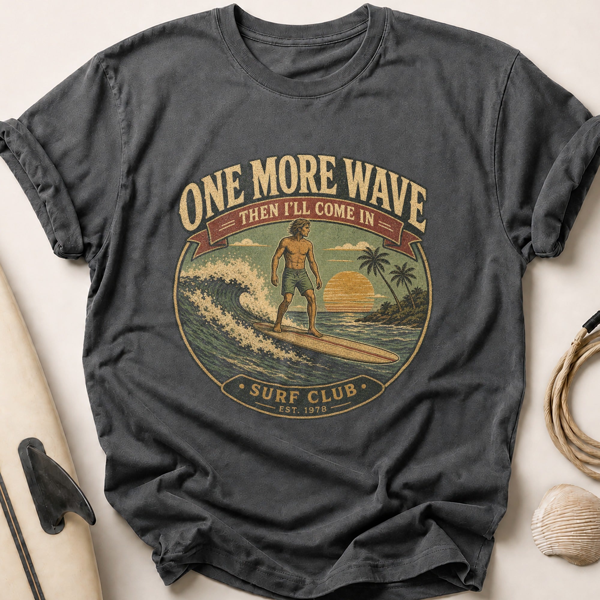 One More Wave Tee - Charcoal