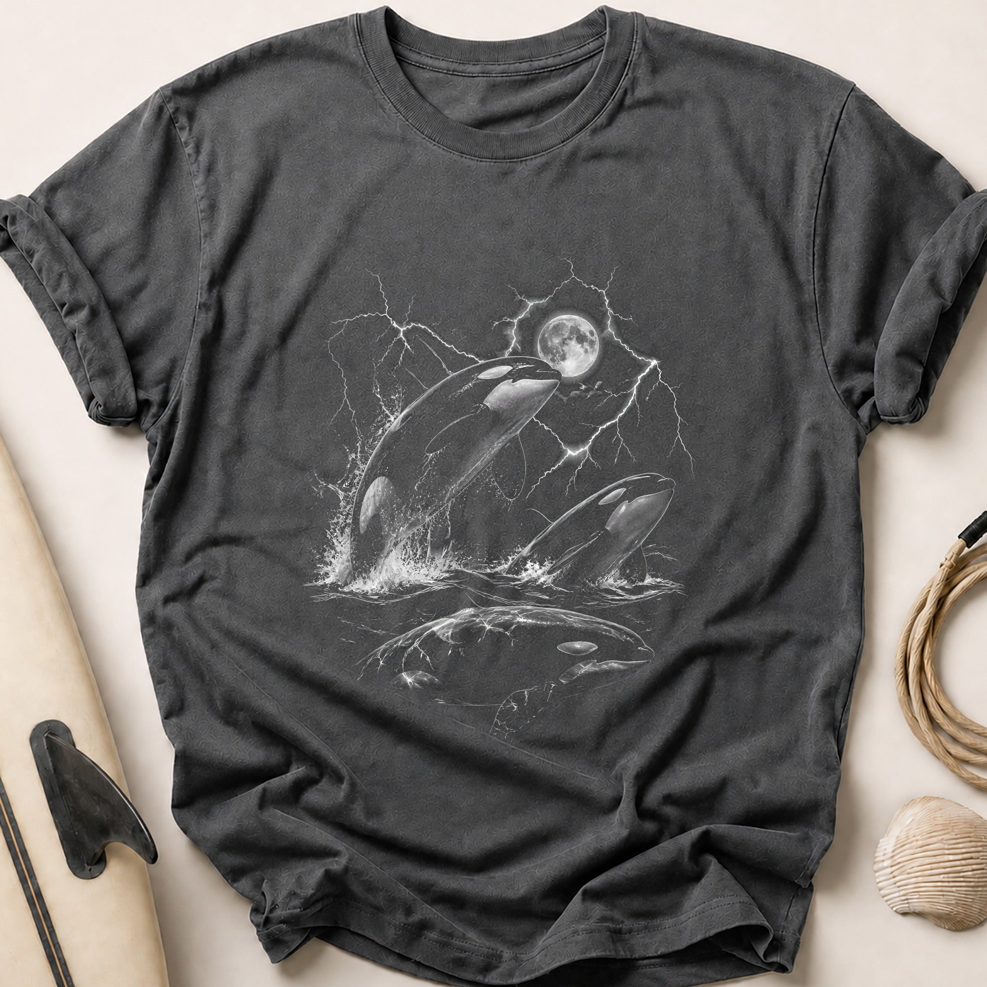 Orcas Moon Lightning Tee - Charcoal