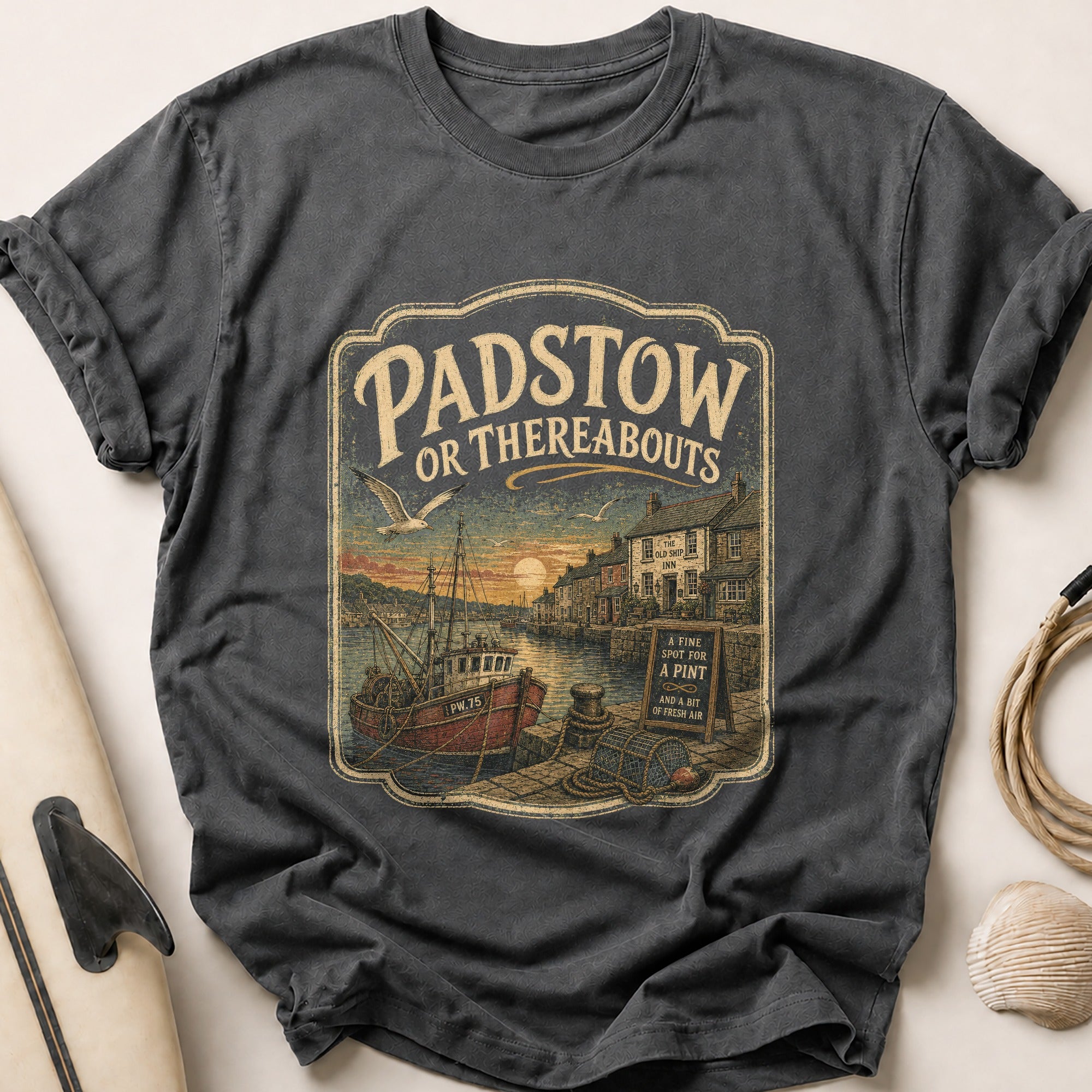 Padstow Or Thereabouts Tee - Charcoal