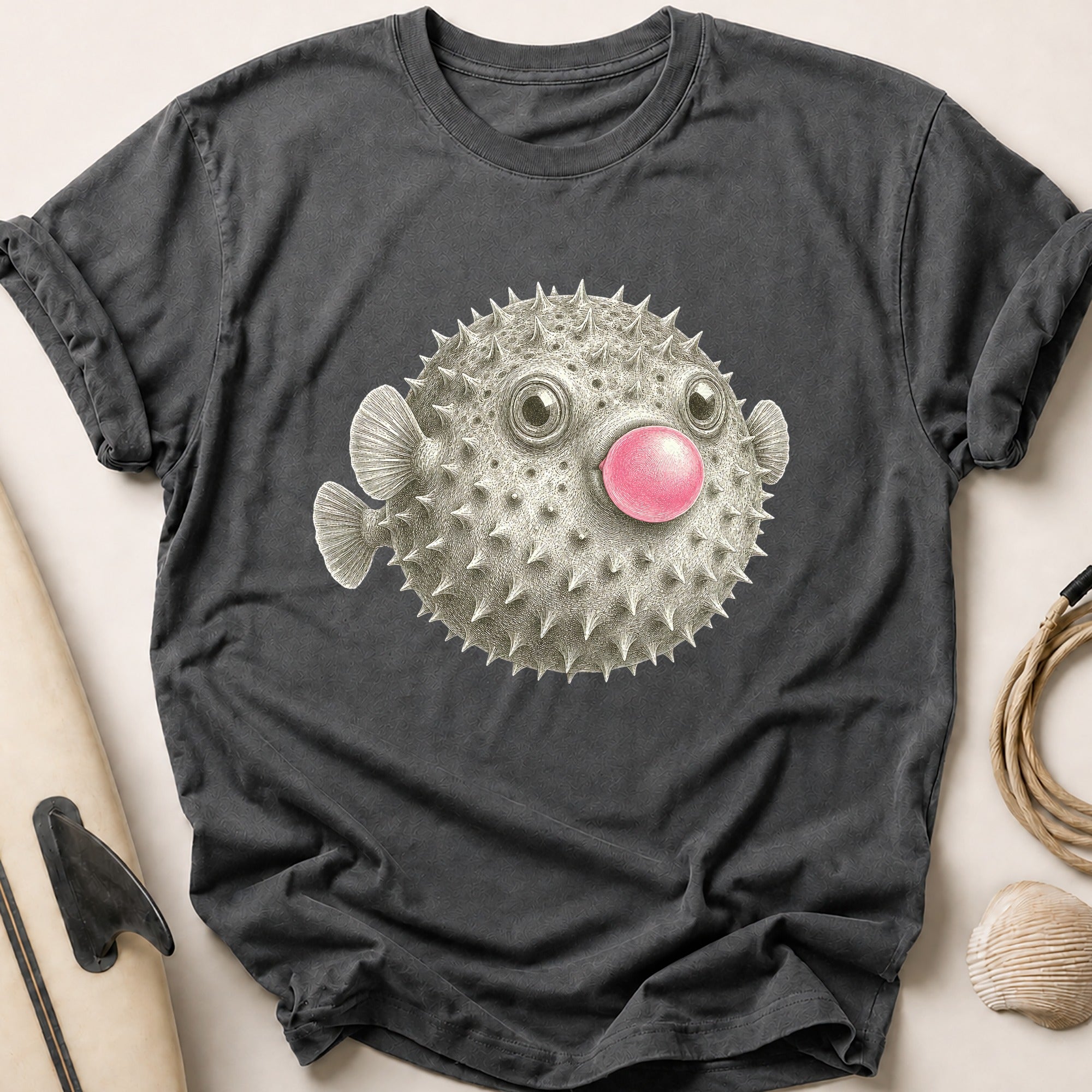 Pufferfish Tee - Charcoal