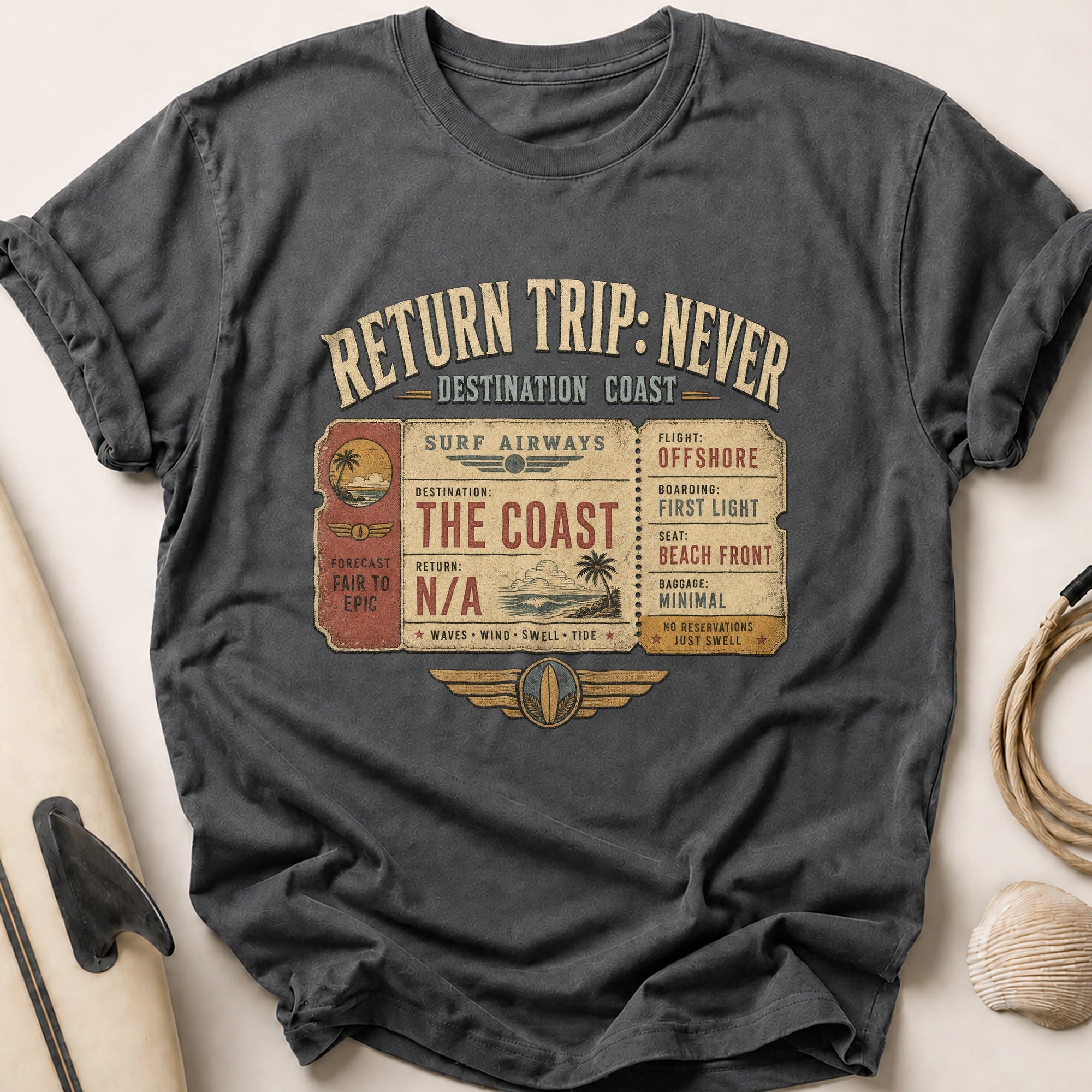 Return Trip Never Tee - Charcoal