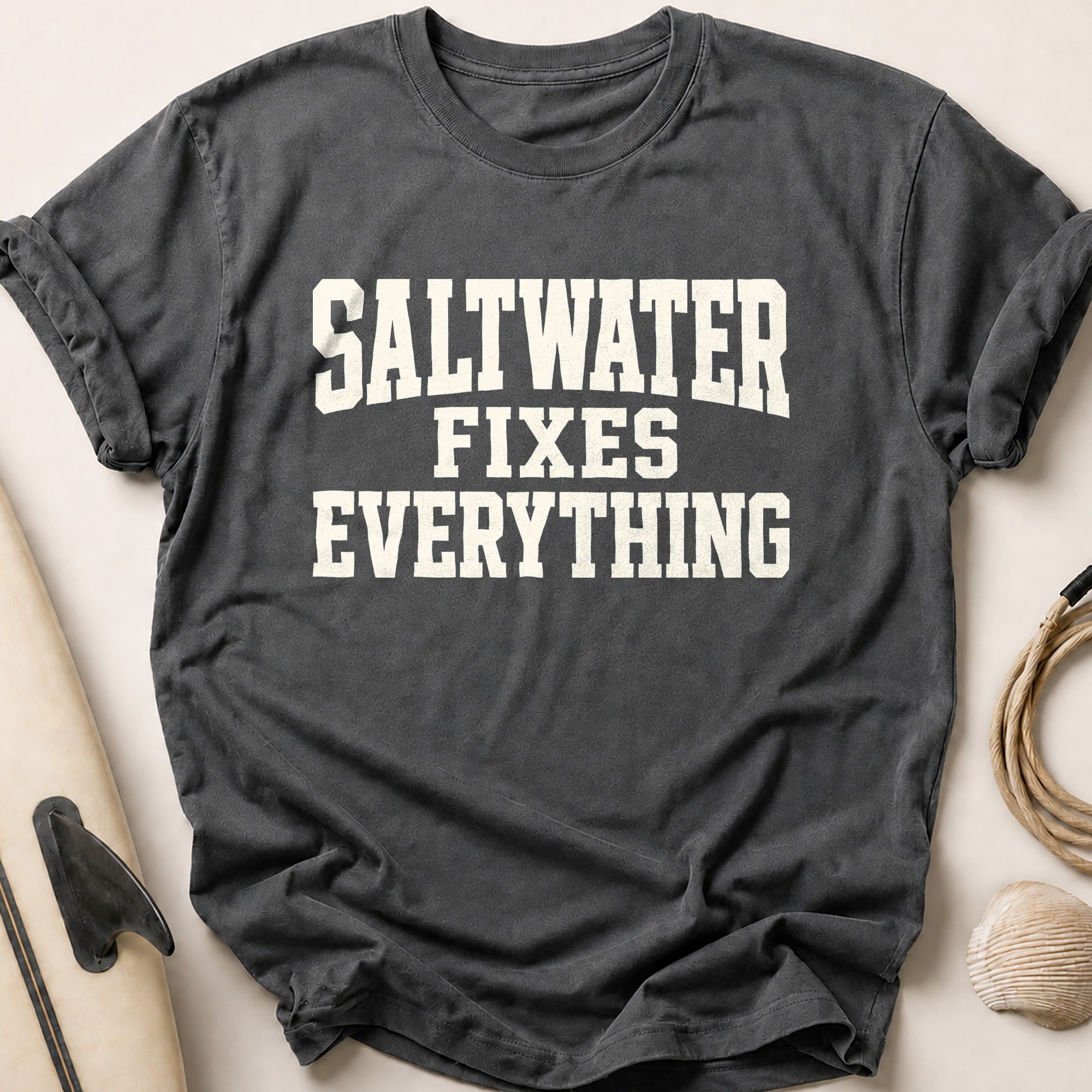 Saltwater Fixes Everything Tee - Charcoal