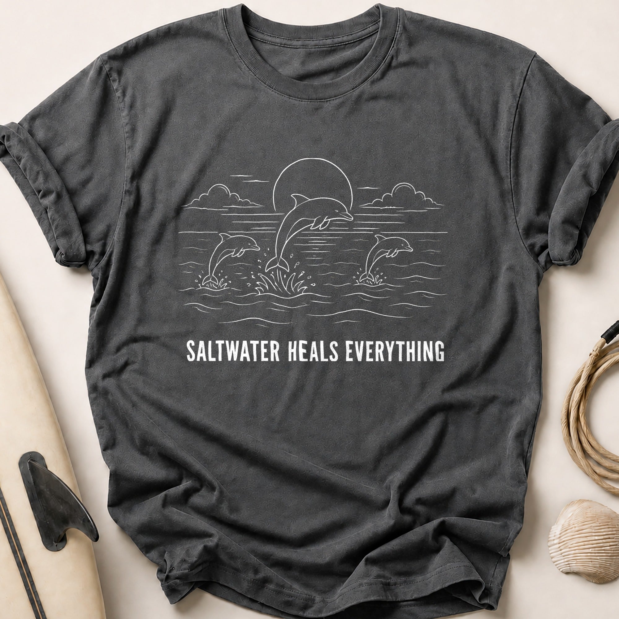 Saltwater Heals Everything Tee - Charcoal
