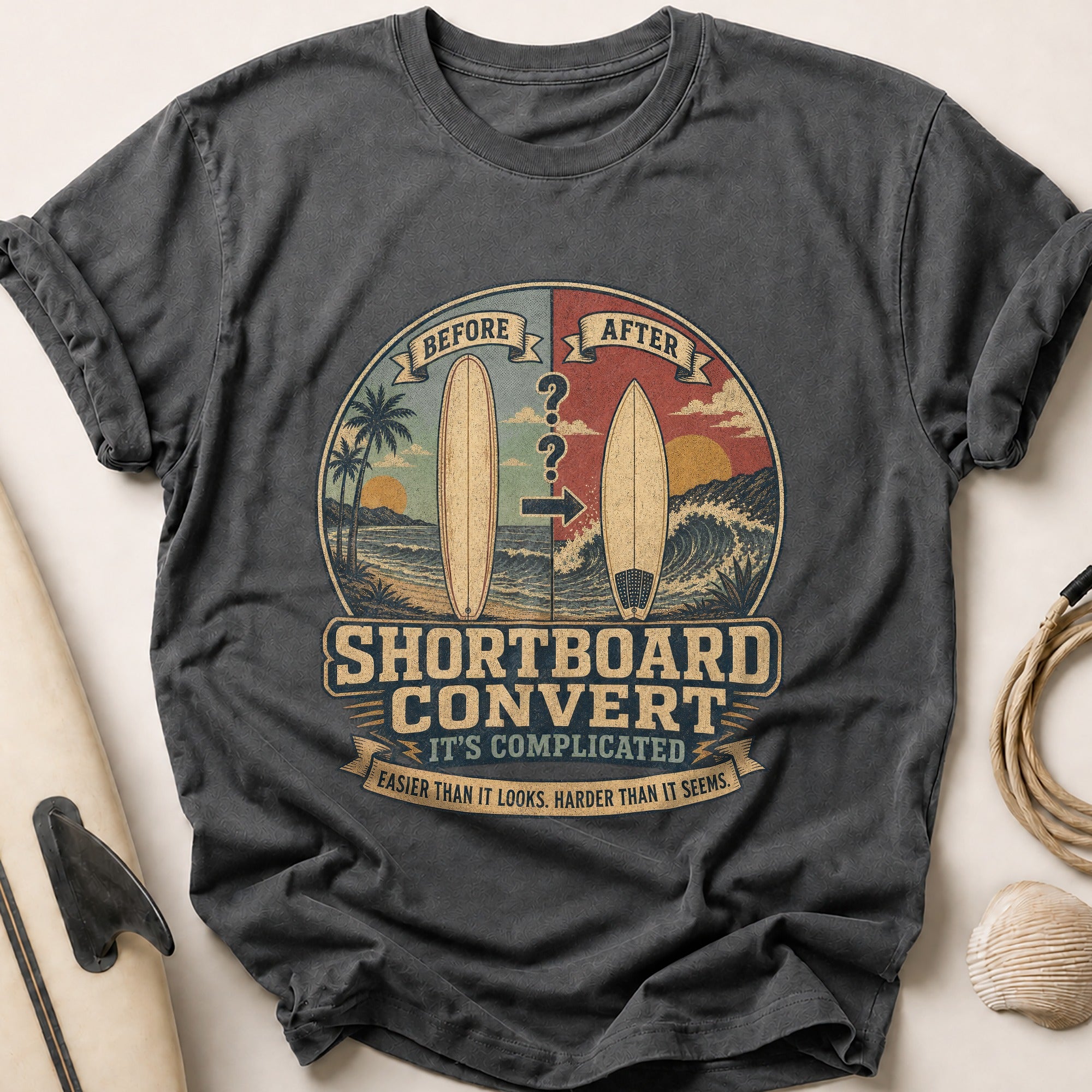 Shortboard Convert Tee - Charcoal