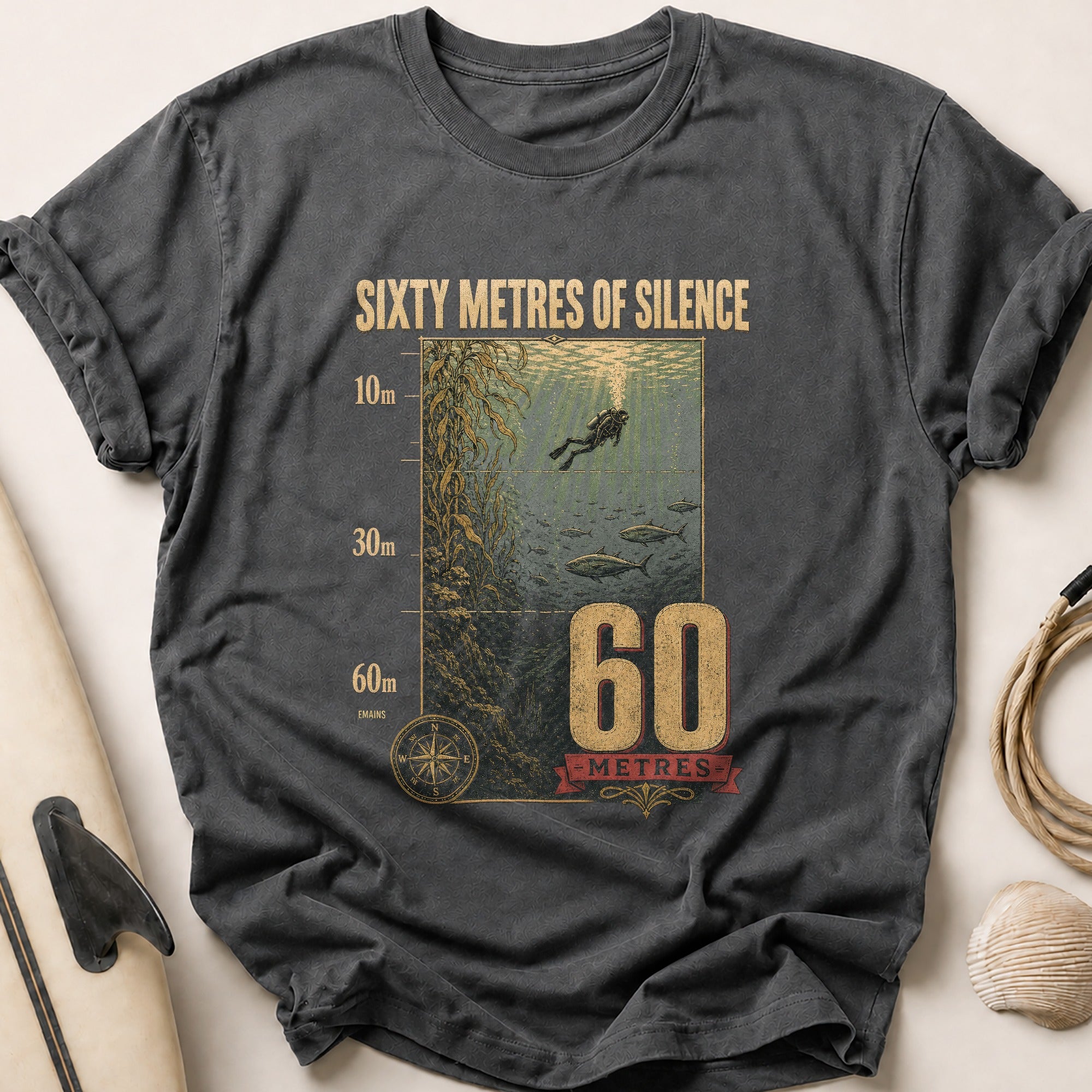 Sixty Metres Tee - Charcoal
