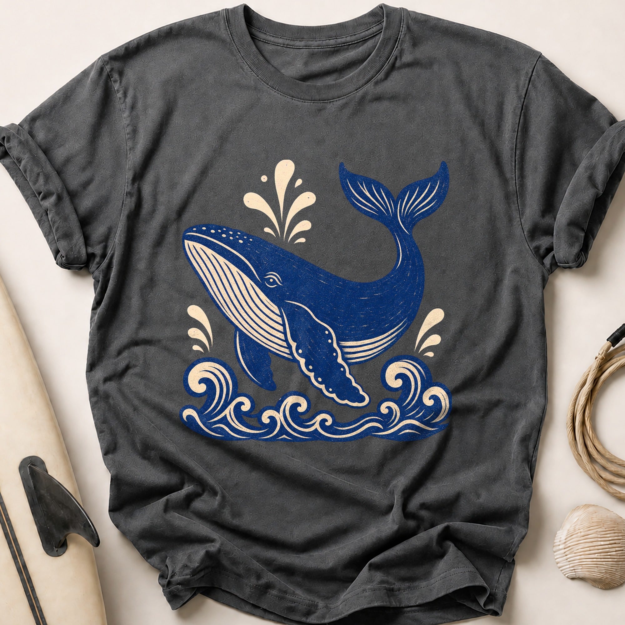 Spouting Whale Tee - Charcoal