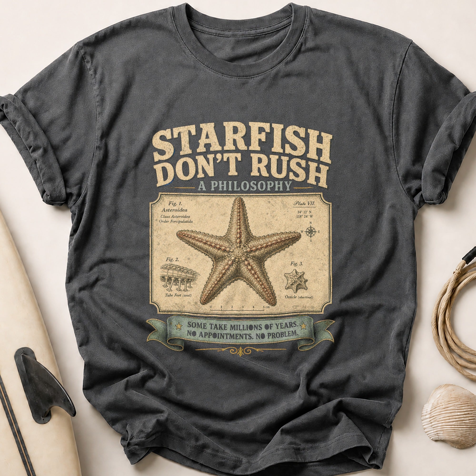 Starfish Don't Rush Tee - Charcoal