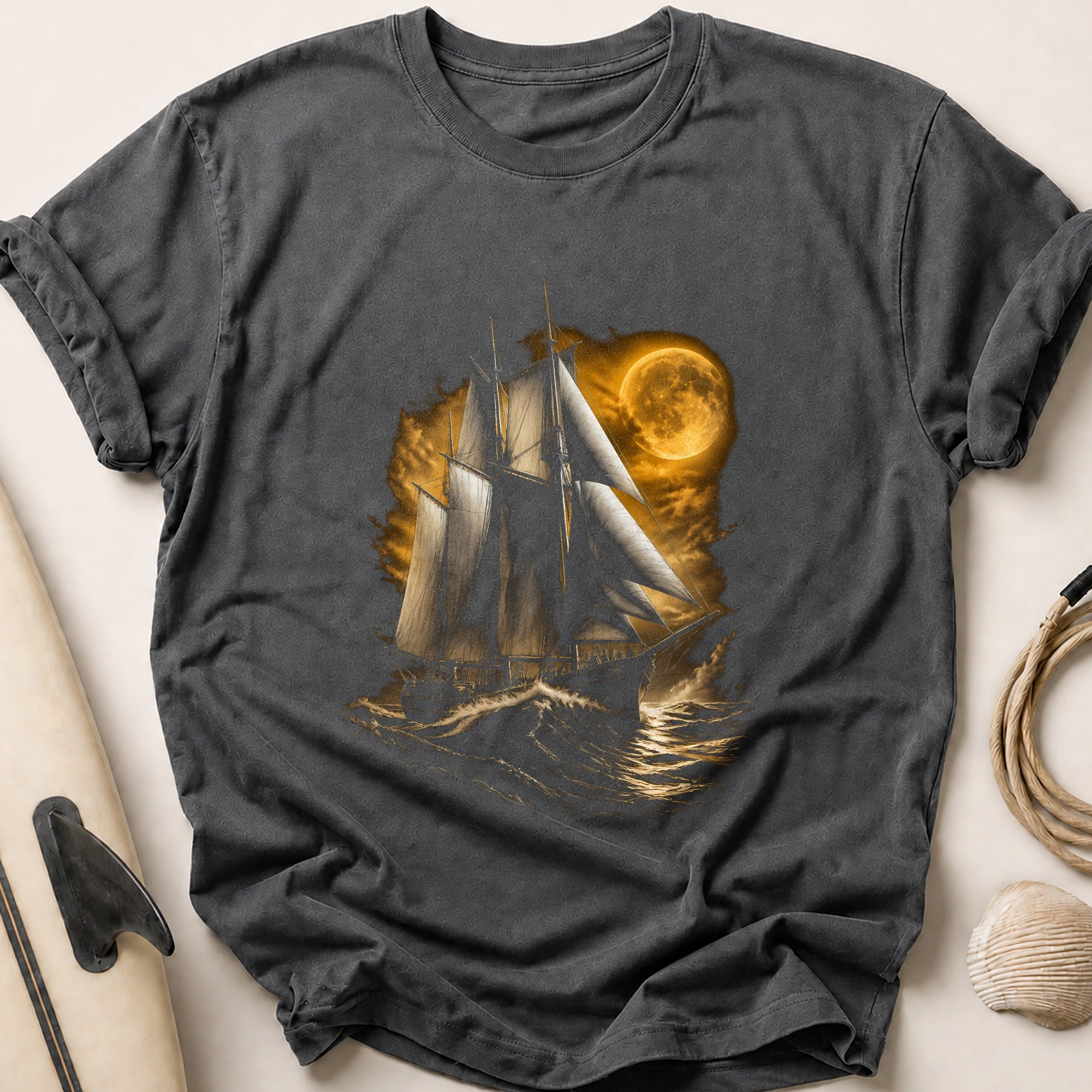Tall Ship Amber Tee - Charcoal