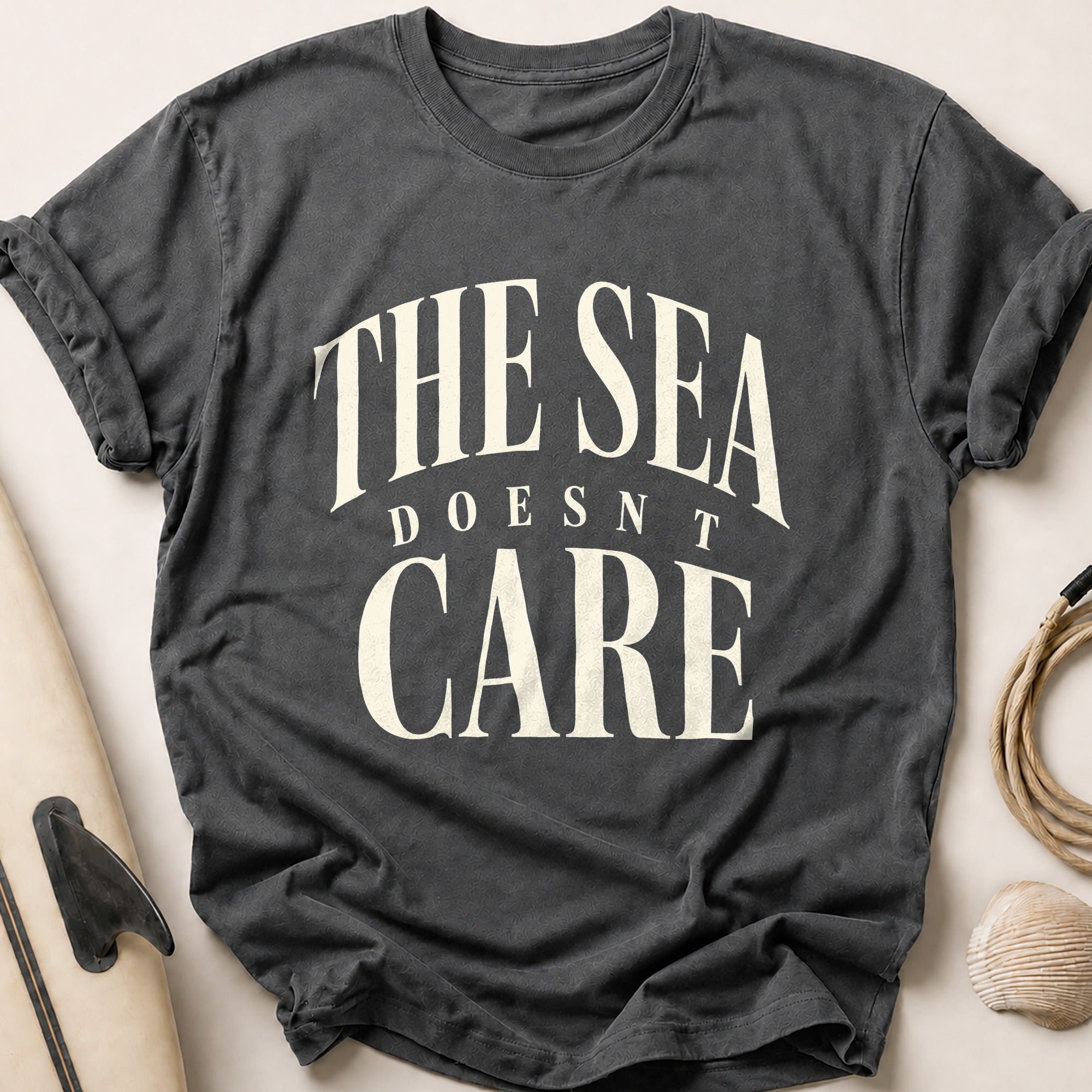 The Sea Doesn't Care Tee - Charcoal