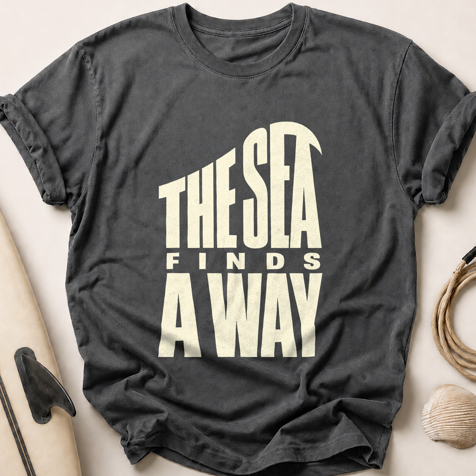 The Sea Finds Away Tee - Charcoal