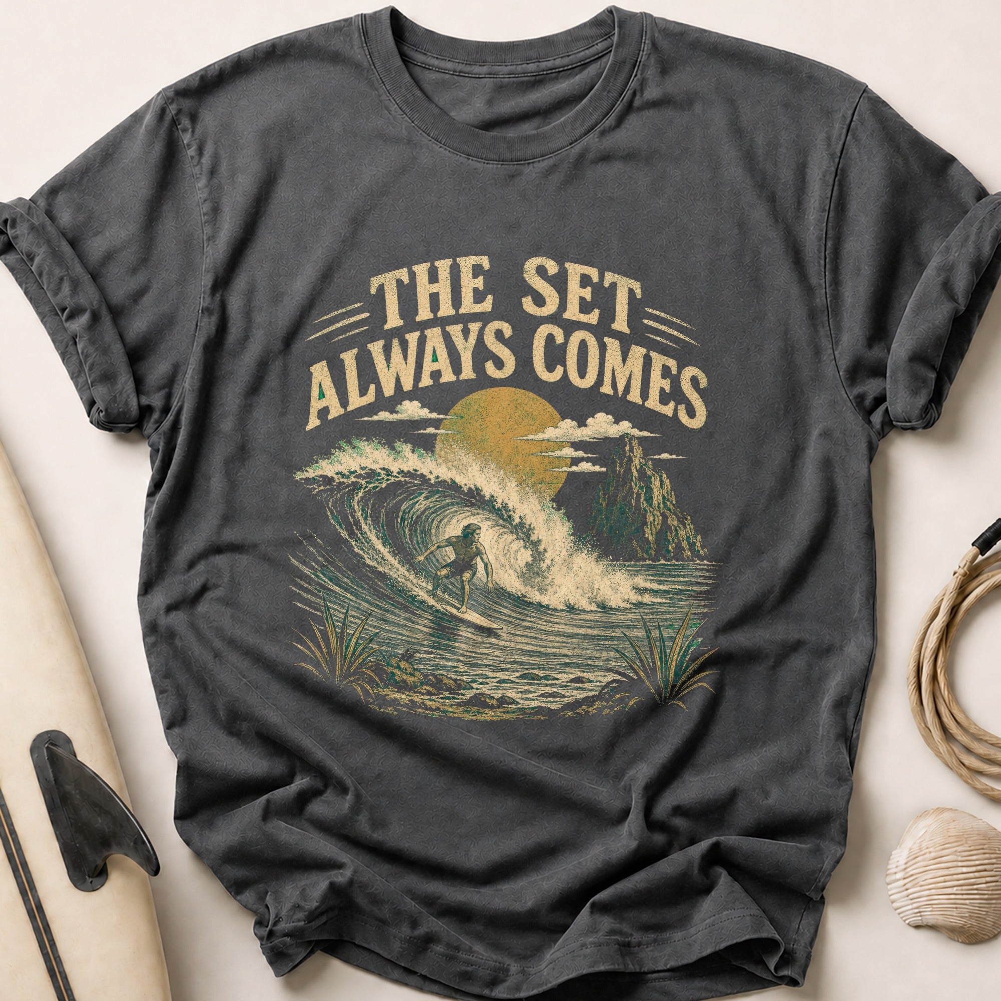 The Set Always Comes Tee - Charcoal