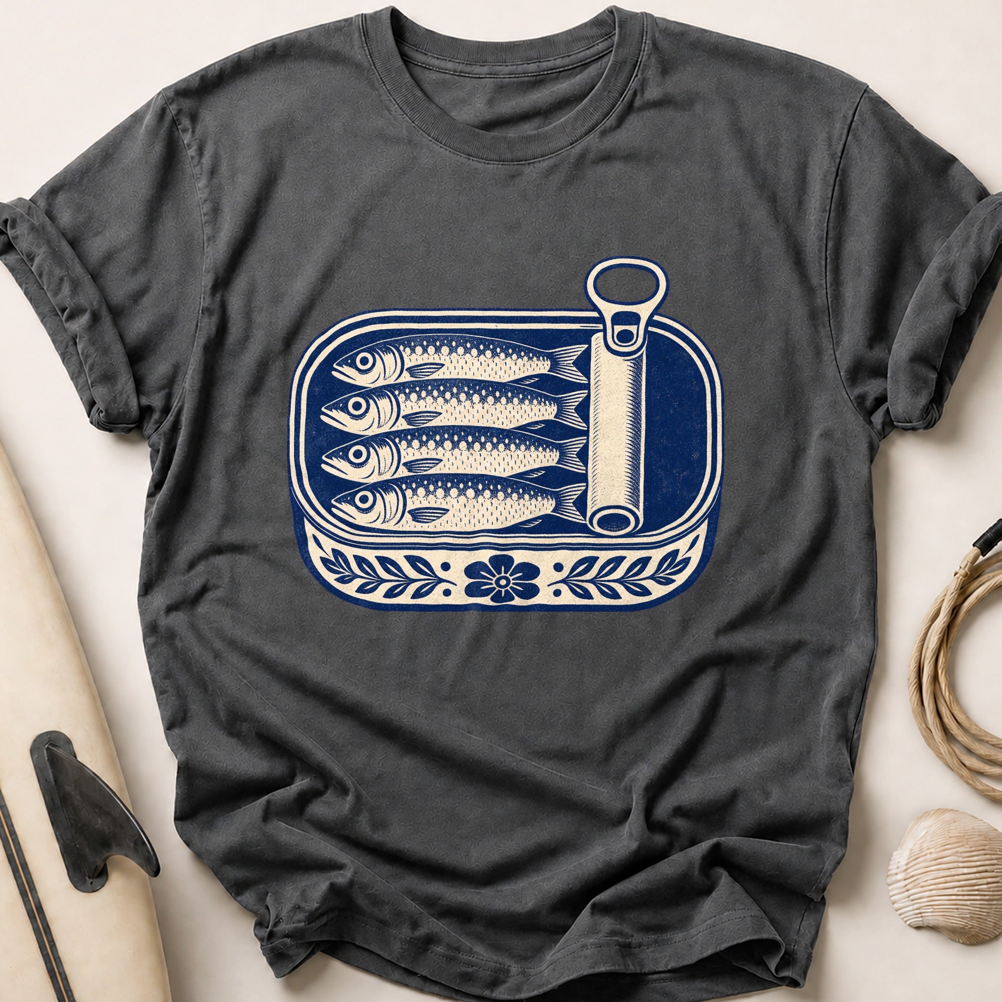 Tinned Sardines Tee - Charcoal