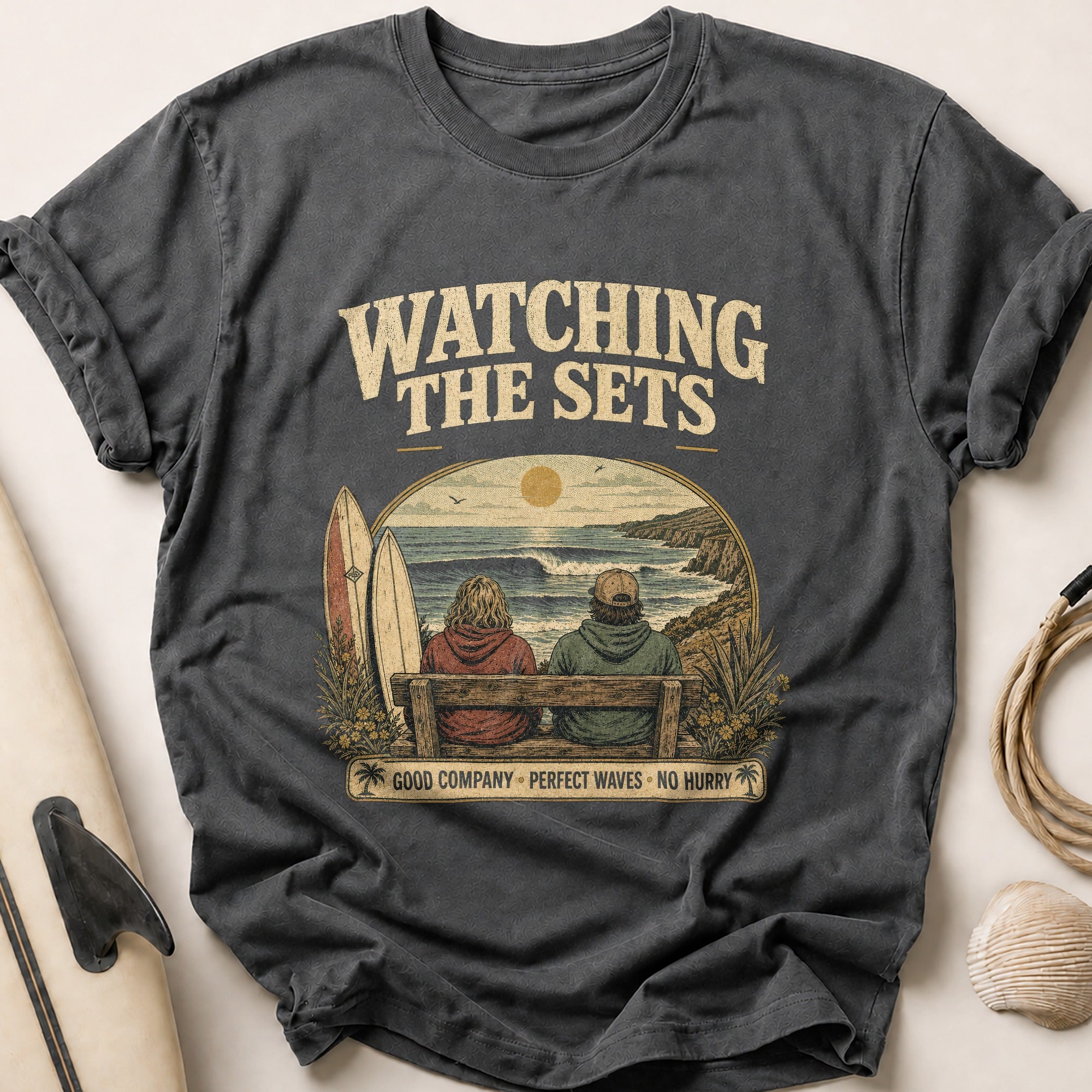 Watching The Sets Tee - Charcoal