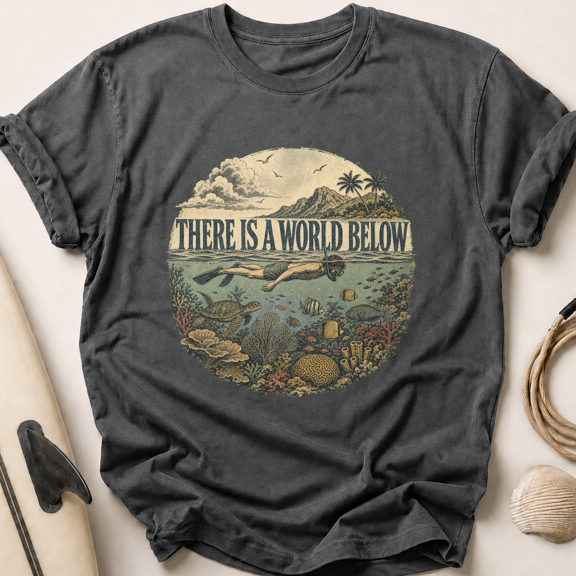 World Below Tee - Charcoal