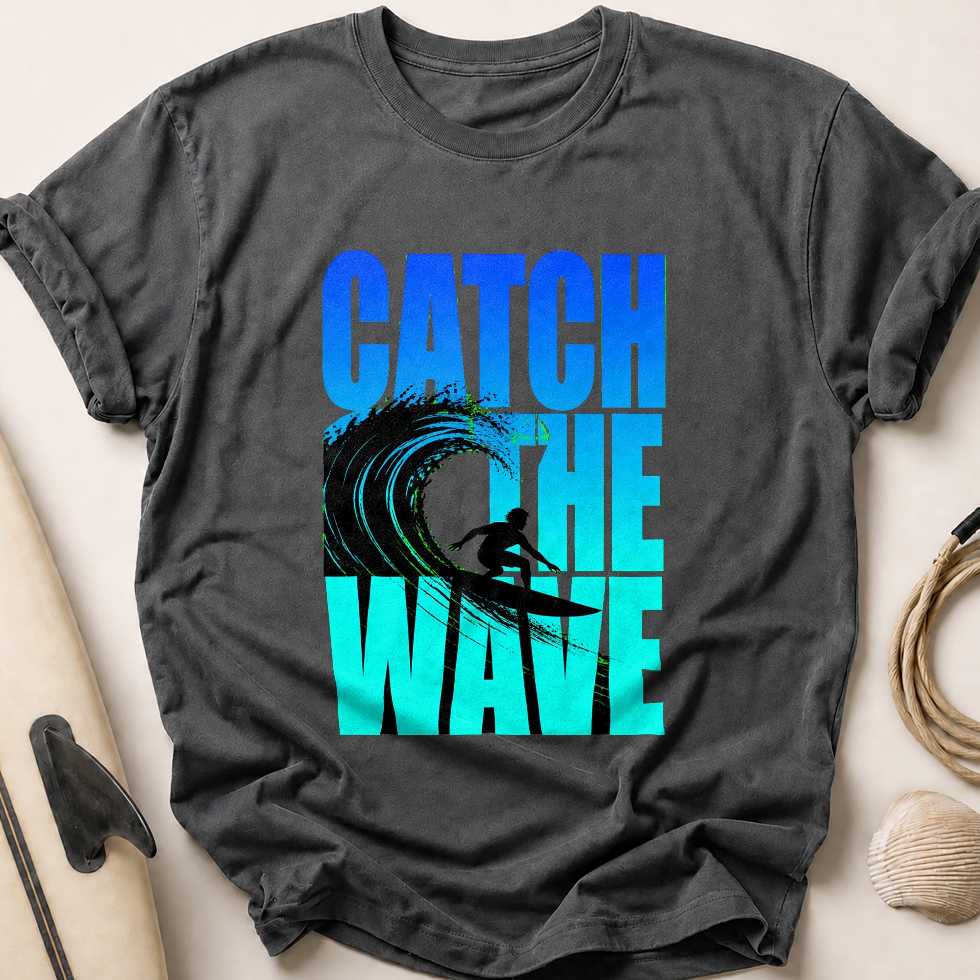 Catch the Wave Surfer Tee - Charcoal