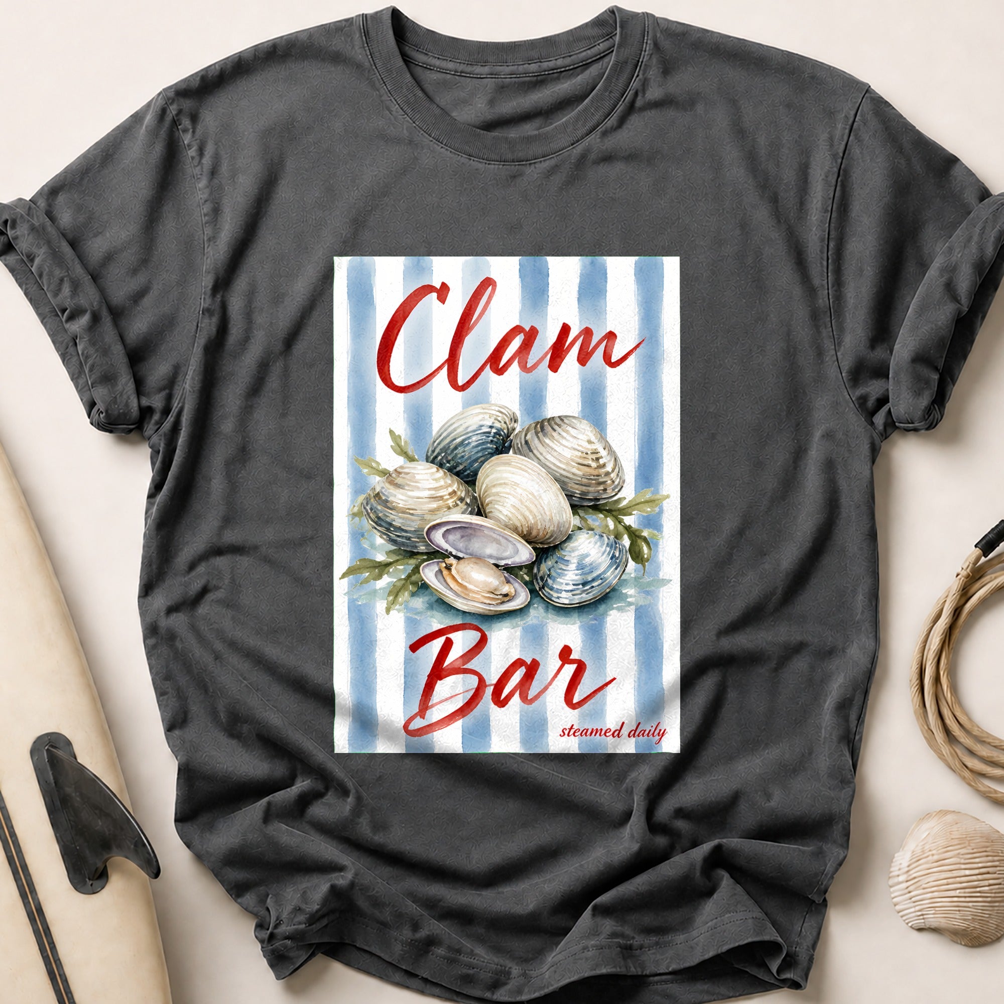 Clam Bar Steamed Seafood Casual Tee - Charcoal