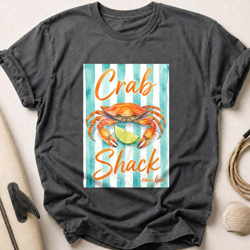 Crab Shack Raw Bar Seafood Coastal Tee - Charcoal
