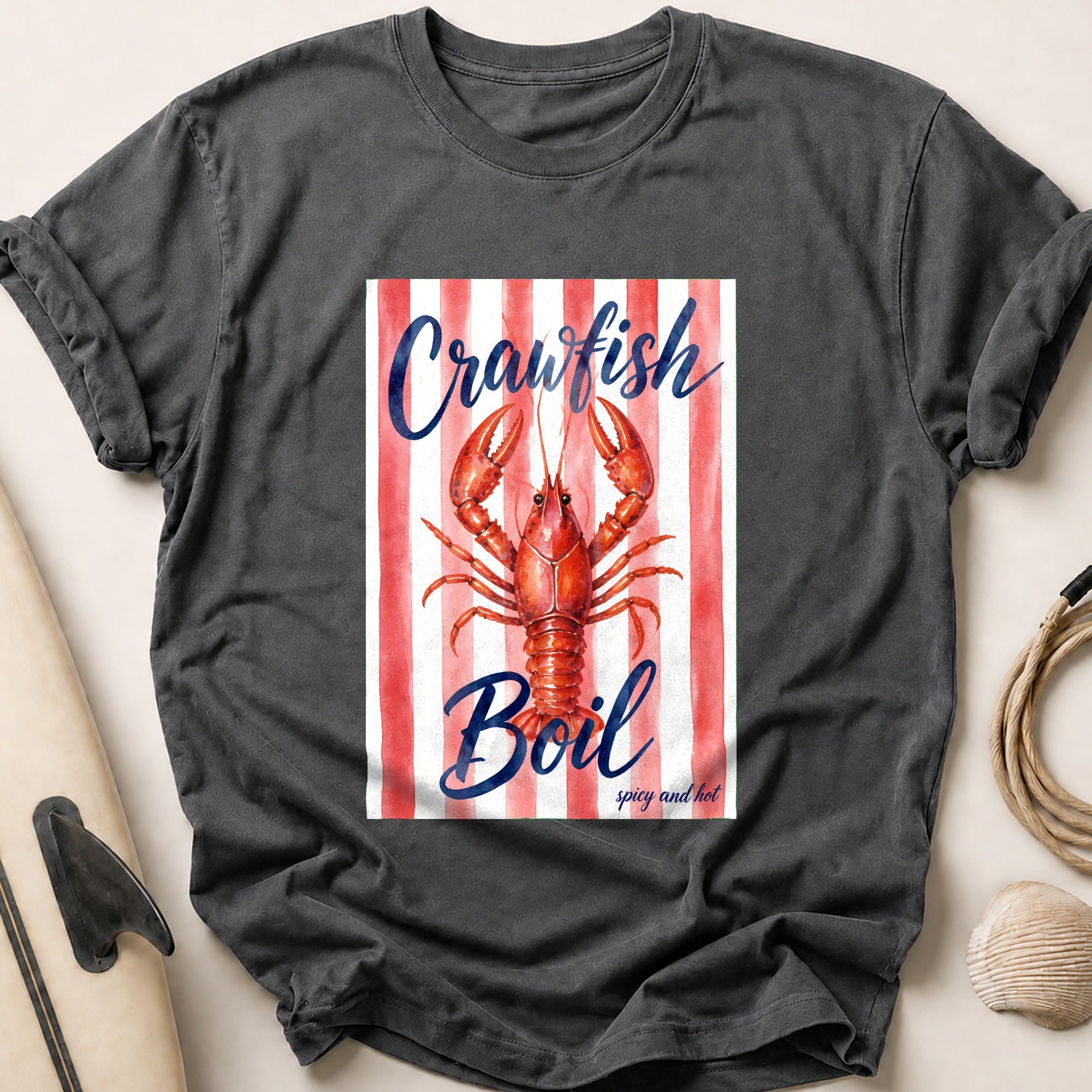 Crawfish Boil Spicy Hot Seafood Funny Tee - Charcoal