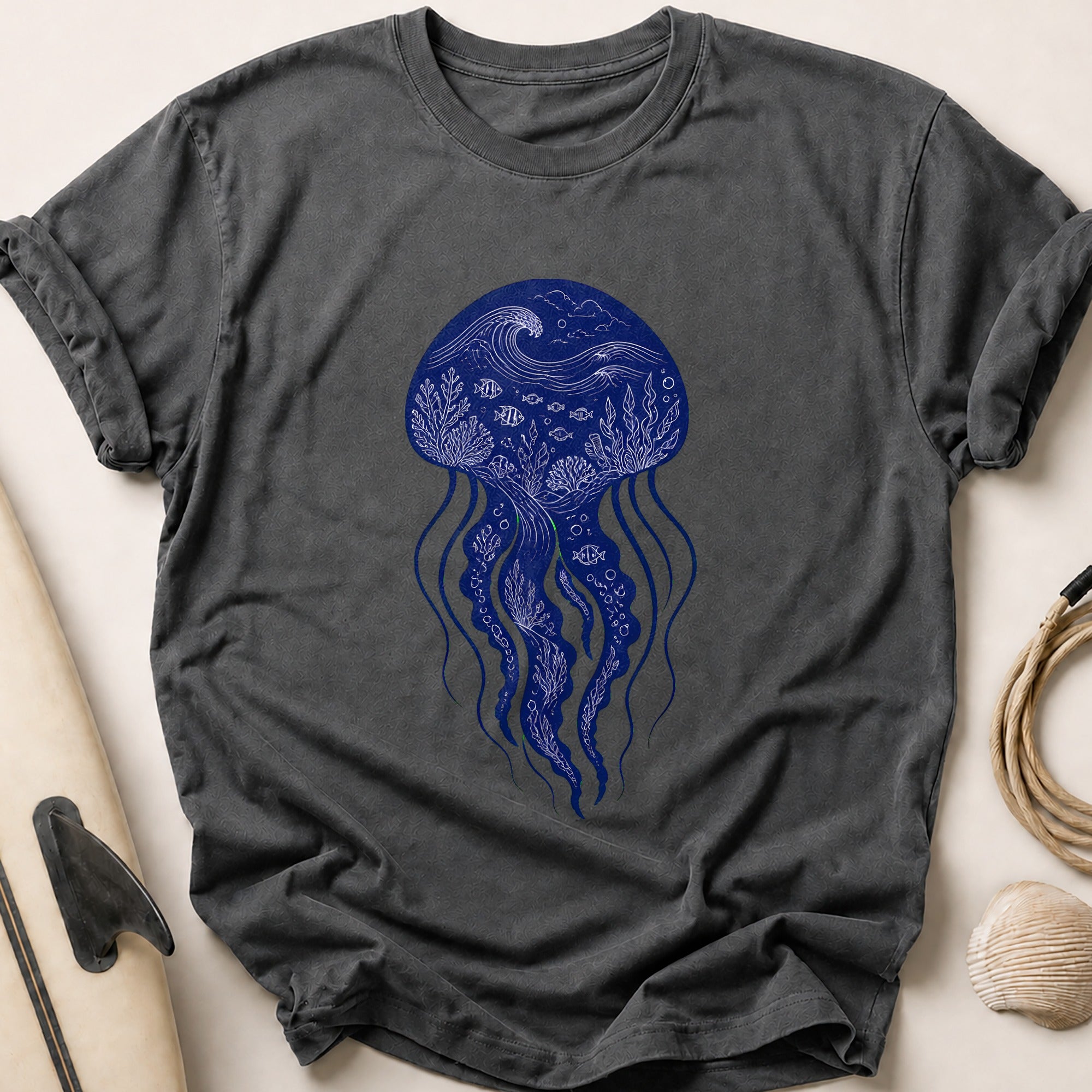 Jellyfish Ocean Marine Tee - Charcoal